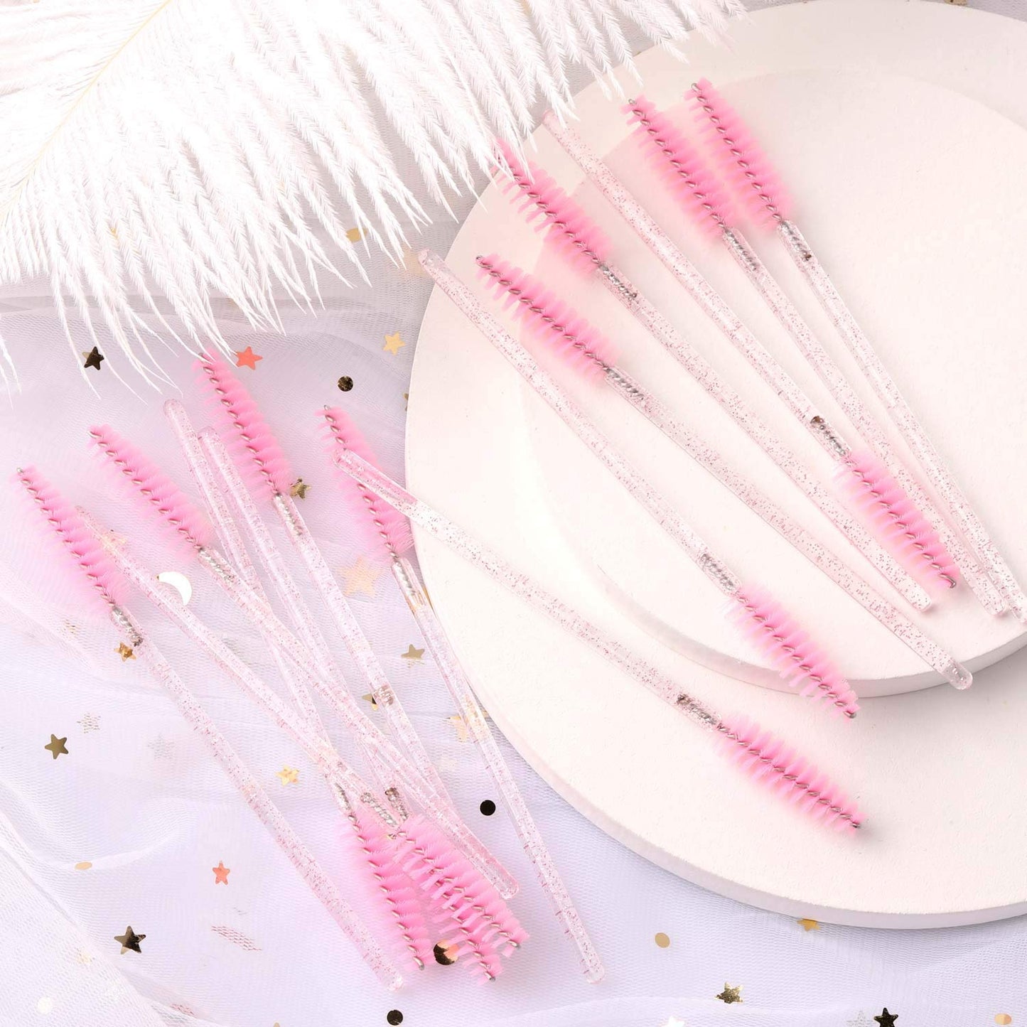 Tbestmax 2000 Disposable Mascara Wands Eyelash Brush Spoolies for Eyebrow Eye Lash Extension Pink