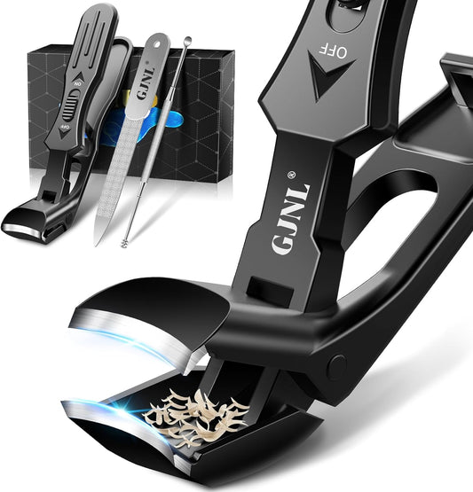 Toenail Clippers for Seniors Thick Toenails, Upgrade Angled Nail Clipper for Seniors, Toe Nail Clippers for Men with Wide Jaw Opening, Sharp Heavy Duty Fingernail Clipper Cutter with Catcher