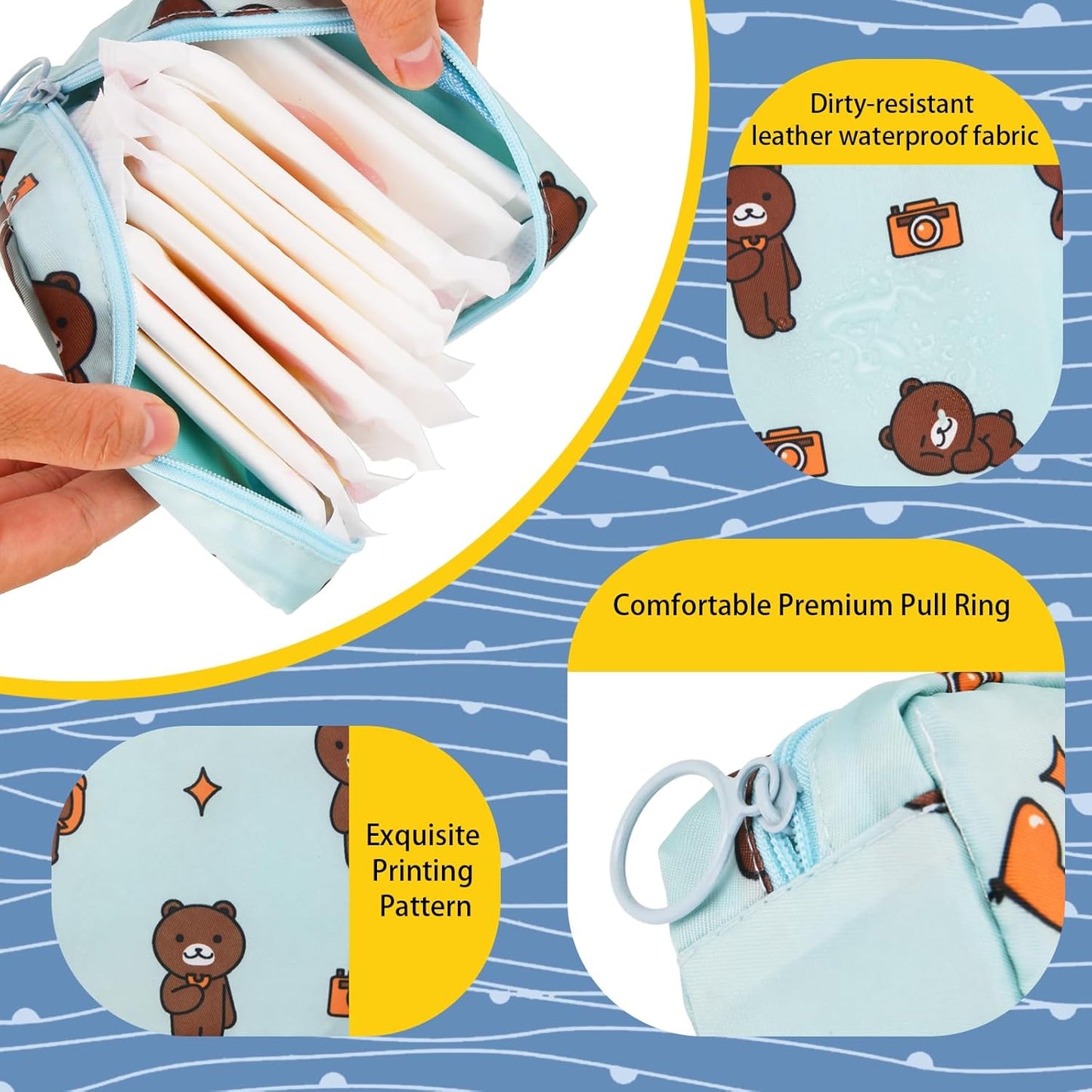 4Pcs Sanitary Napkin Storage Bag, Mini Menstrual Period Bag Period Pouch Waterproof,Tampon Organizer Pouch Tampon Pad Holder for Purse, First Period