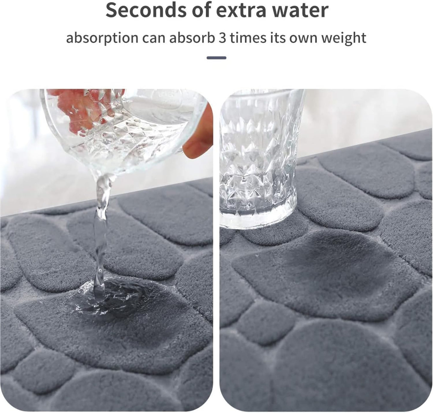YIHOUSE Memory Foam Runner Rug, Cobblestone Bathroom Runner Rugs Super Water Absorbent Bath Mats for Bathroom Machine Washable Bath Rugs Runner for Hallway Bedroom Laundry Room(26 x 50,Dark Gray)