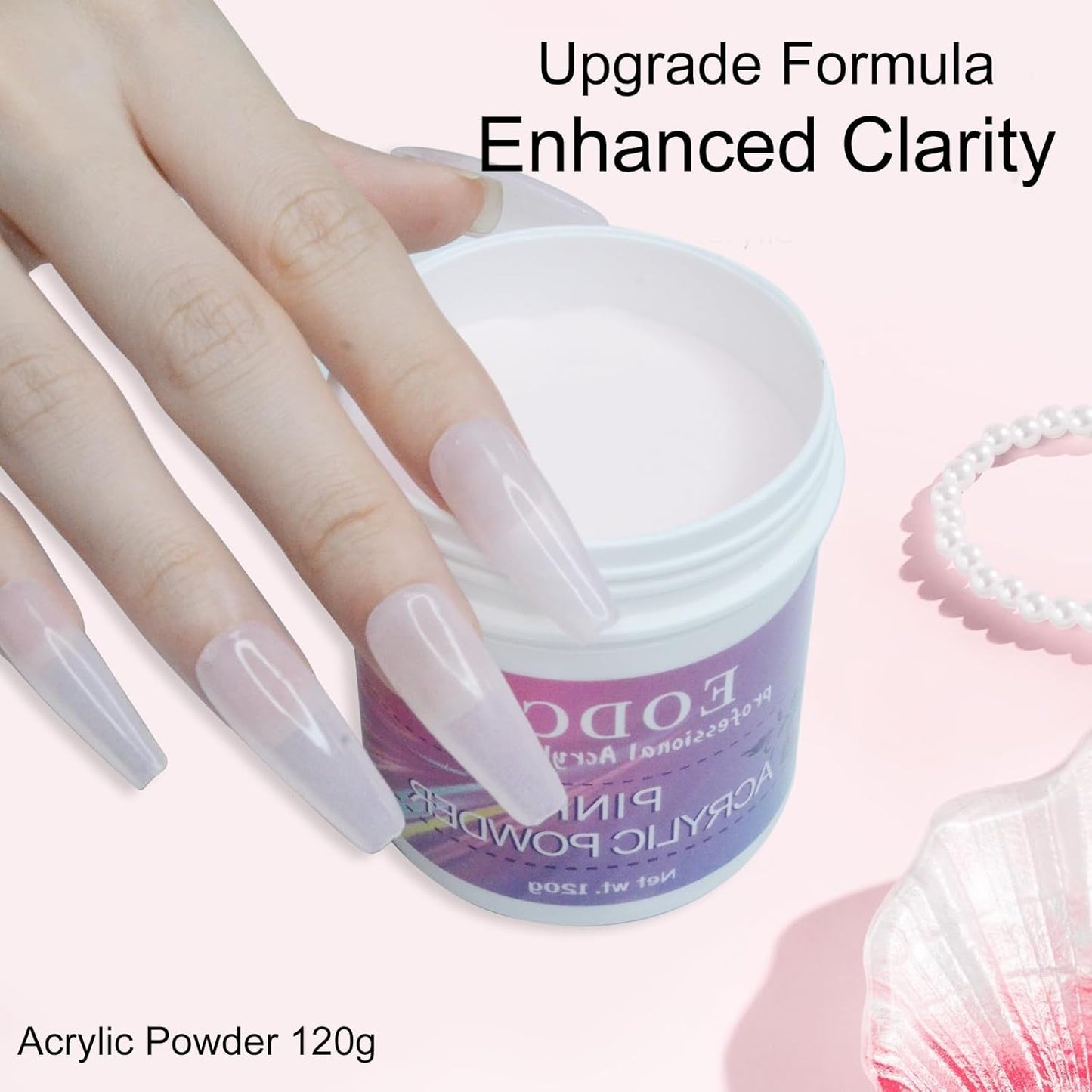 Clear Acrylic Powder, 2Pcs 4oz Professional Acrylic Nail Powder Polymer for 3D French Nail Manicure Extension Nail Carving Large Capacity Clear Acrylic Powder for Nails