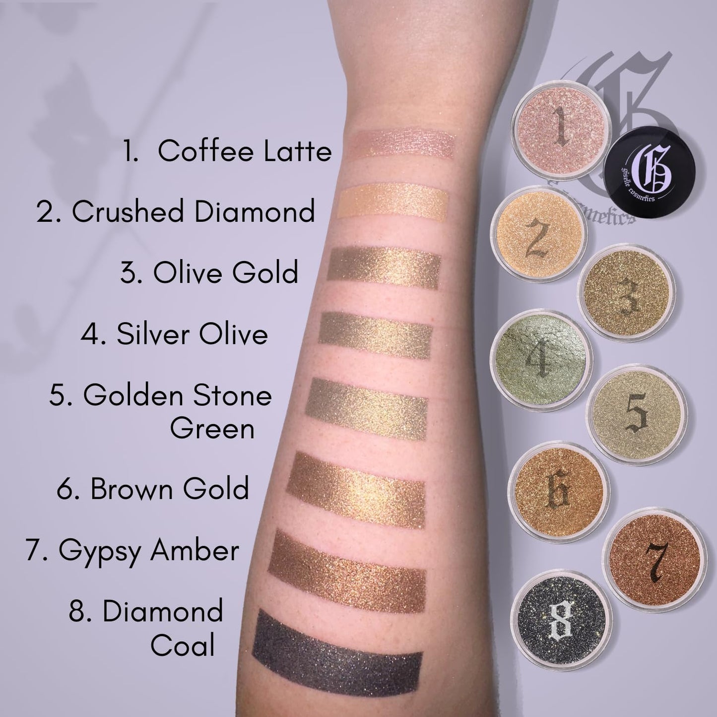 Brown Gold Loose Mineral Eye Shadow - Organic, Shimmer, Glitter, Metallic Eyeshadow Palette - Talc-Free Eye Shadow Palette Makeup - Iridescent, Copper, Yellow, Black, Sparkle