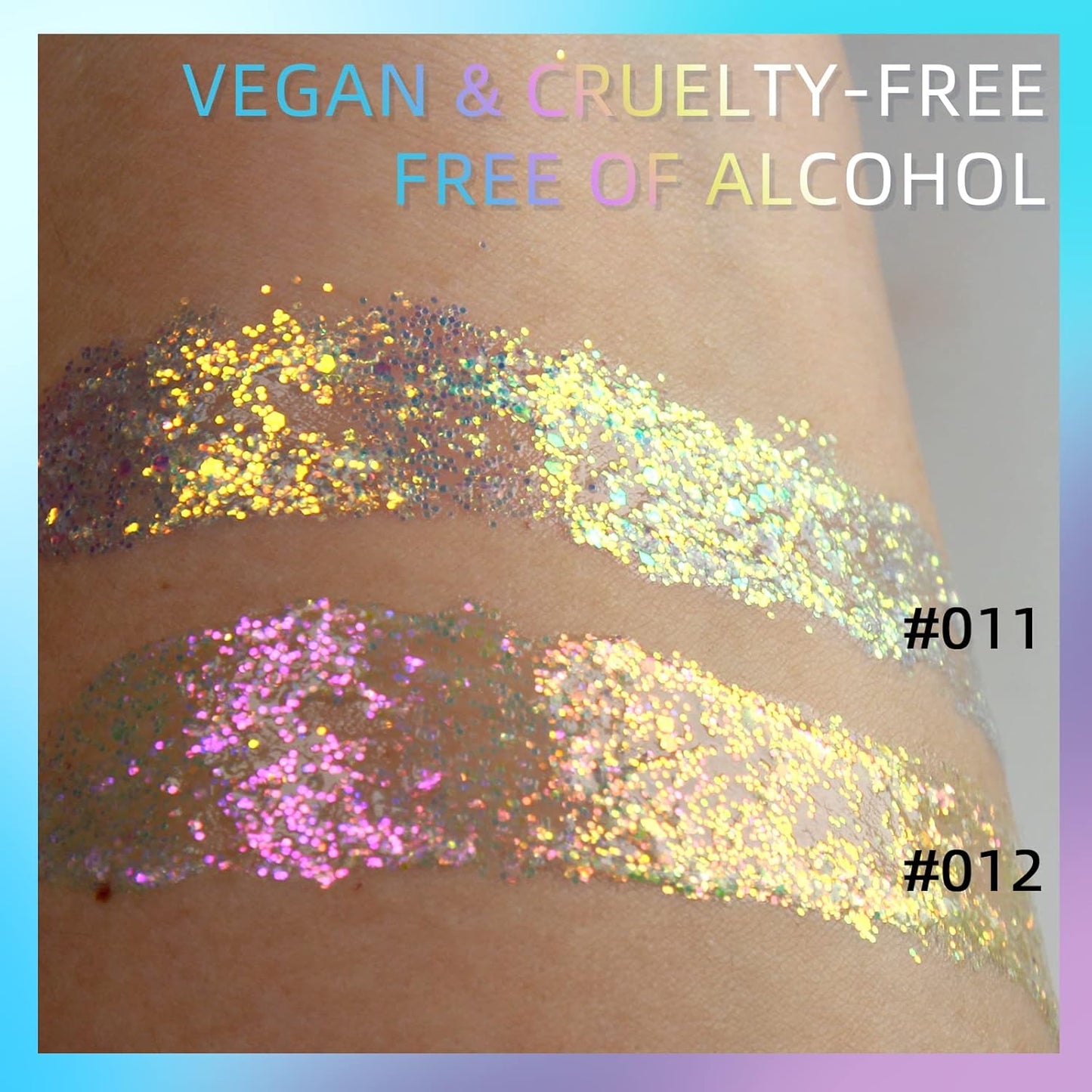 DAGEDA Body Glitter Gel, Holographic Face Glitters Body Gel Shimmer Liquid Eyeshadow, Color Changing Glitter for Face Hair Nails, Glitter Under Light Festival Glitter Makeup 1.7oz (Galaxy Blue)