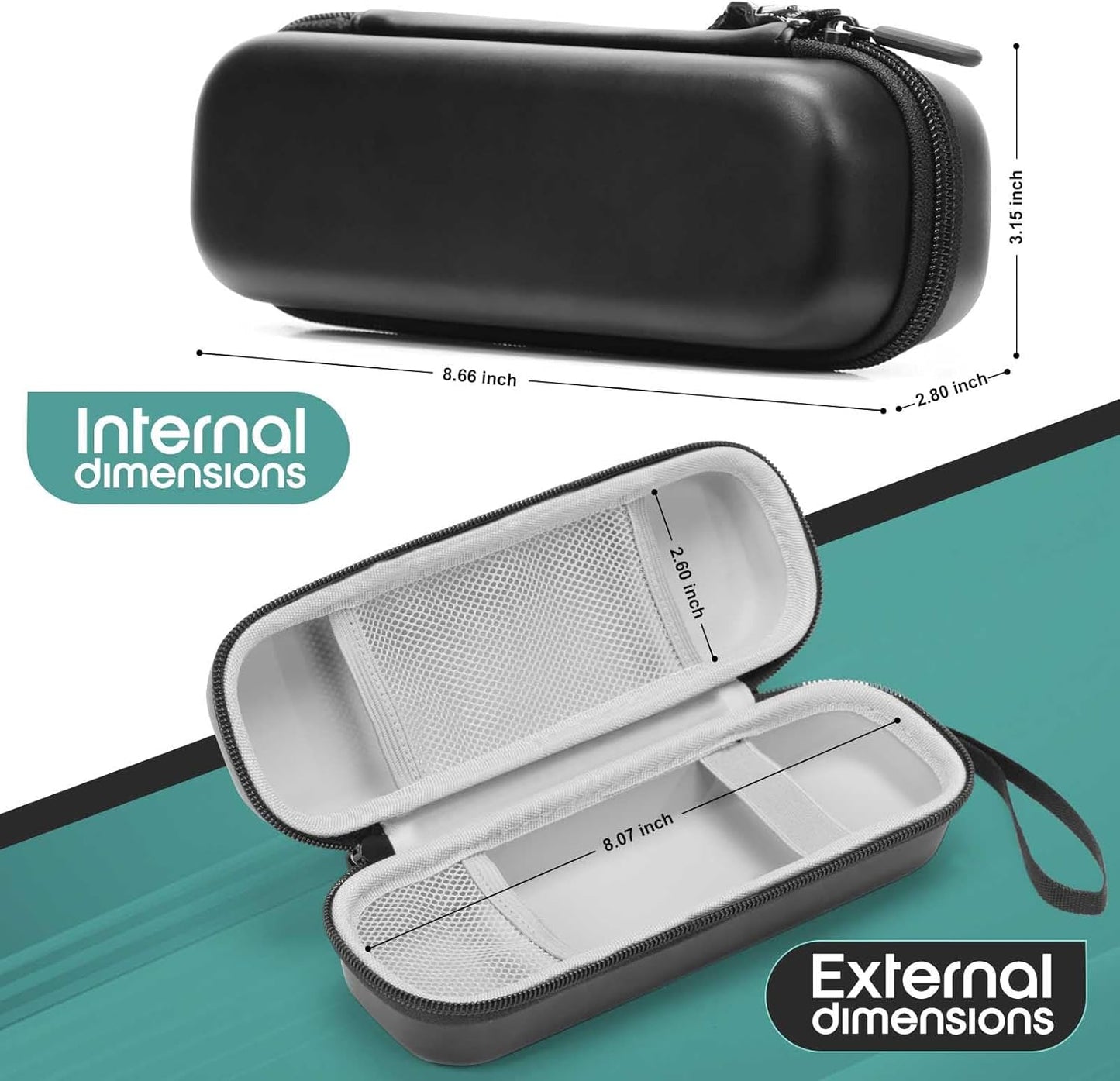 Toothbrush Travel Case Compatible with Oral-B Pro 1000 3000 5000 7000 7500 9600/ for Philips/for Sonicare/for ProtectiveClean 4100 5100 6500 7500 Electric Toothbrush (Only Case-Black/Gray)