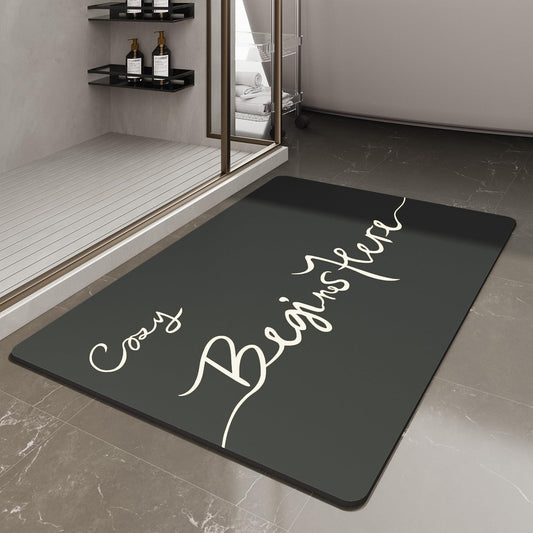 Bath Mat-Bath Mat Rug Non Slip Super Absorbent Stain Resistant Quick Dry Thin Bathroom Rug-Bath Mats for Bathroom Floor Bathtub Vanity-Bathmat Bath Rug Easy Care-17"x27",Black