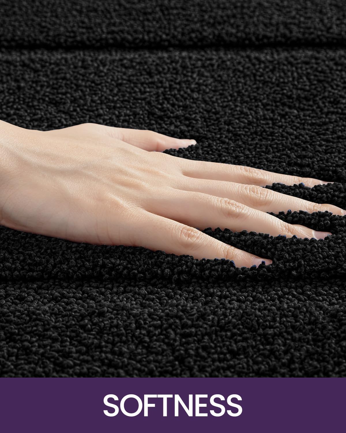 DEXI Bathroom Rugs 32x20, Washable Non Slip Bath Mat for Shower Floor, Absorbent Quick Dry Bathmat with Rubber Backing, Ultra Soft Plush Carpet for Tub, Black