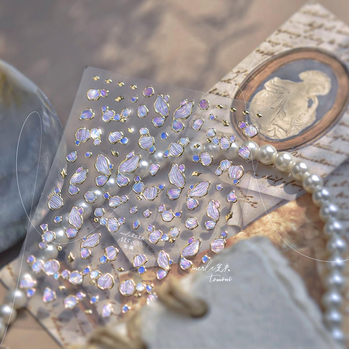 Purple Nail Stickers Irregular Shape Nail Art Decals Golden Edge with Design Nails Art Decals Self Adhesive Ombre Nails Decal Supply 5D Embossed for Women Girls Kid Manicure DIY Charms Decoration