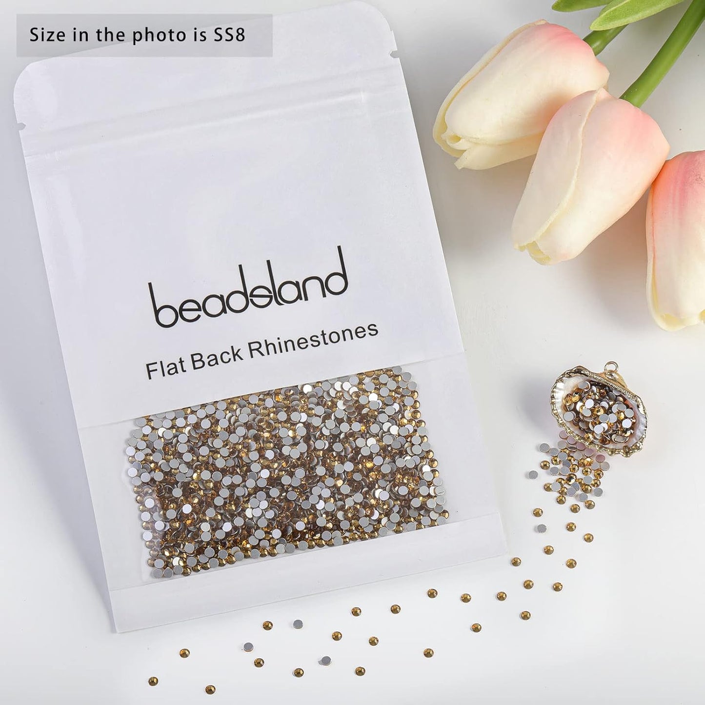 beadsland Flat Back Crystal Rhinestones Round Gems, Lt Colorado Topaz (2.3-2.5mm) SS8/1440pcs