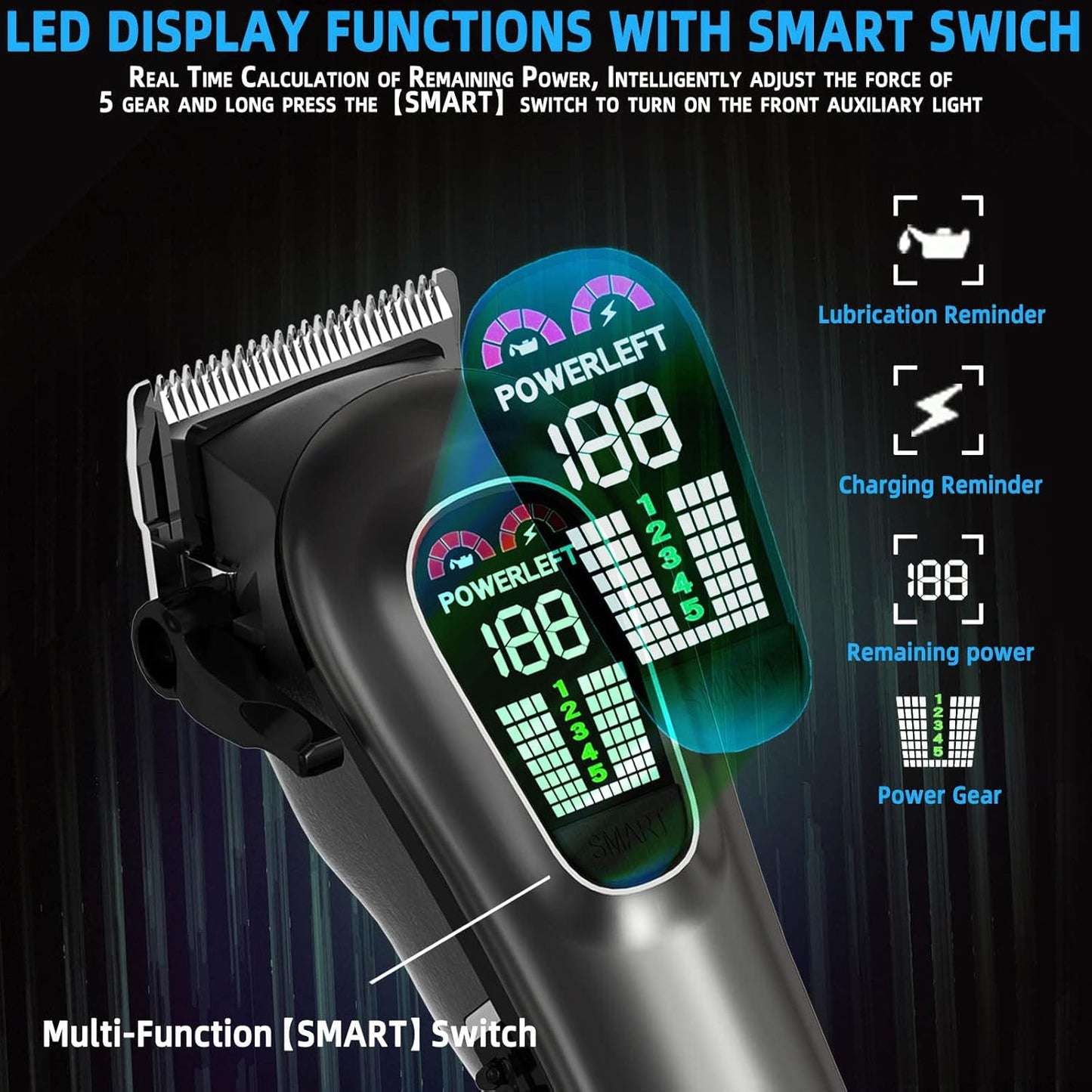 Hair Clippers for Men Professional Hair Trimmer for Men Cordless&Corded Barber Clippers for Hair Cutting & Grooming.Rechargeable Hair Trimmer Kit for Household(Silvery)