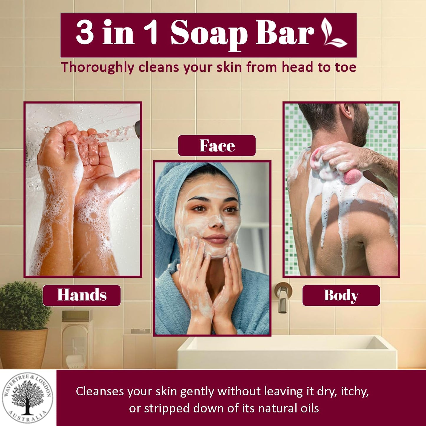 Wavertree & London Japanese Plum Scented Natural Soap (8 Bars), 7oz Moisturizing French Triple Milled Soap Bars enriched with shea butter - Pure Plant Oil Bath & Body Bars for All Skin Types