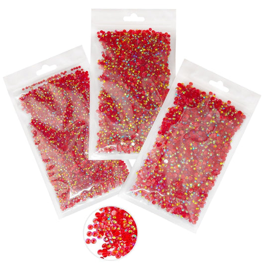 16000PCS Red AB Resin Rhinestones for Crafting 3mm 4mm 5mm Flatback Jelly Stones Bulk SS10 SS16 SS20 Diamonds Crystals Gems Charms for Nails Face Eyes Makeup Tumblers Bottles DIY Crafts Clothes