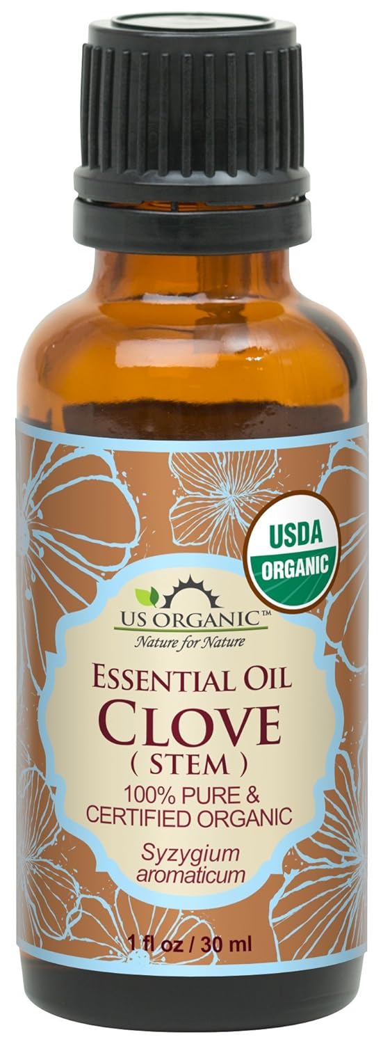 US Organic 100% Pure Clove Stem Essential Oil - USDA Certified Organic, Steam Distilled (30 ml)
