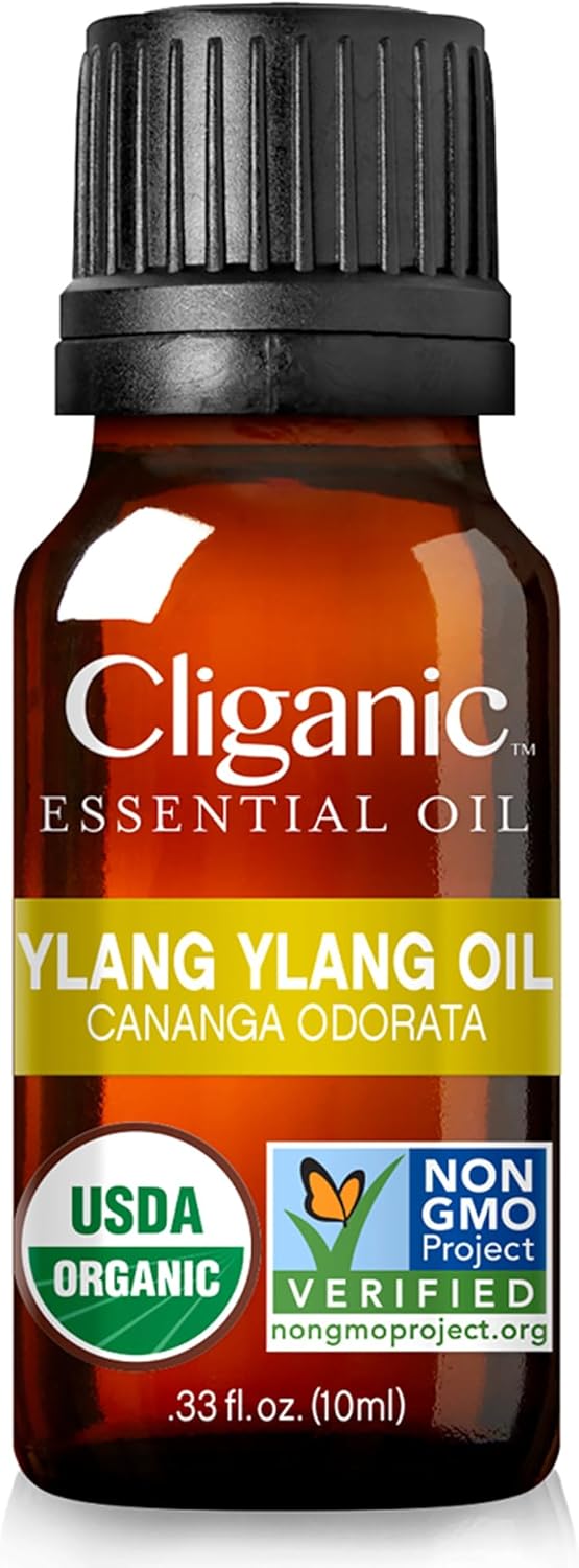Cliganic Organic Ylang Ylang Essential Oil, 100% Pure Natural for Aromatherapy | Non-GMO Verified (Packaging May Vary)