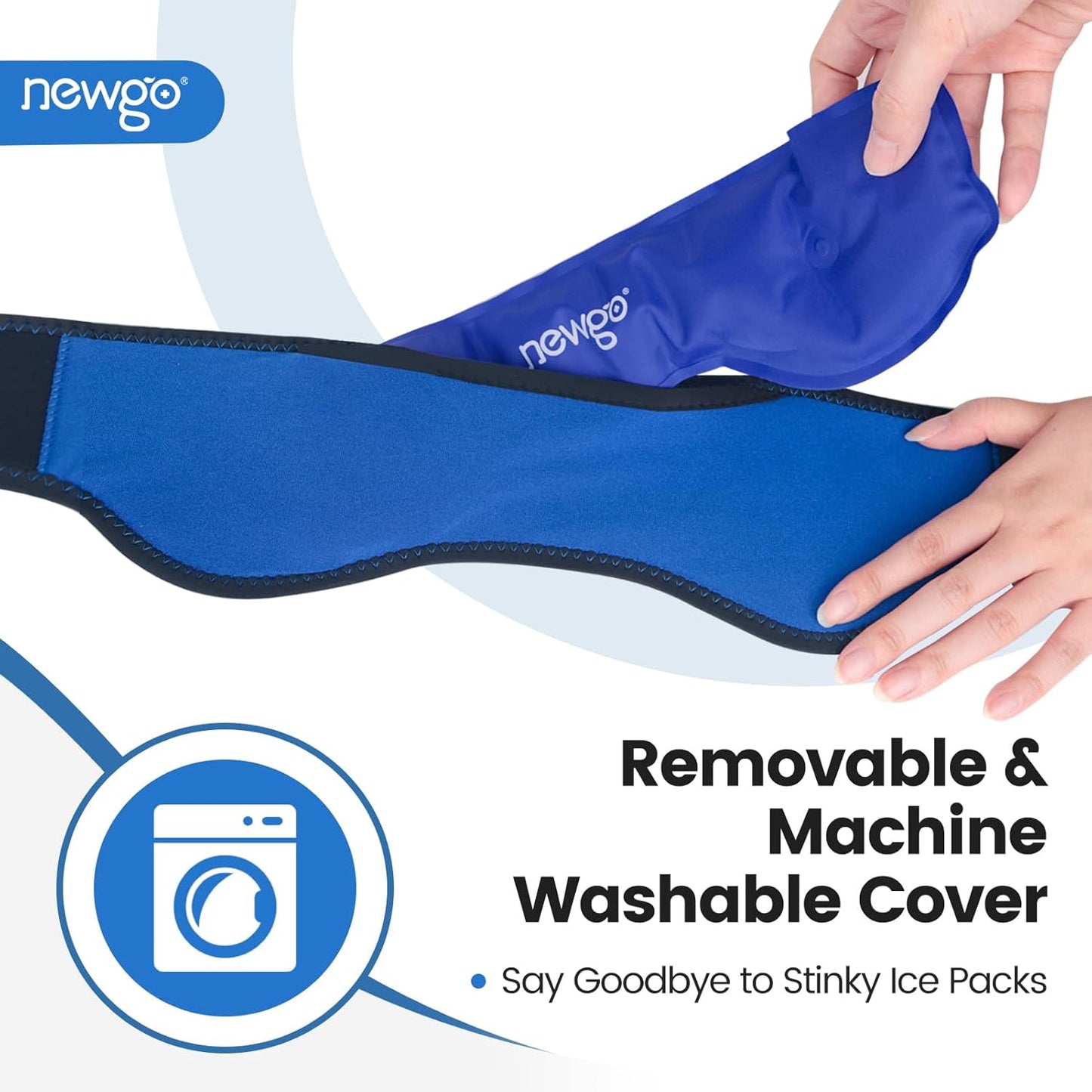 NEWGO Headache Ice Pack Head Wrap for Migraines, FSA Eligible, Cold Pack Head Ice Therapy Wrap for Headache Relief, Tension, Sinus Pain, Chemo, Head Injuries