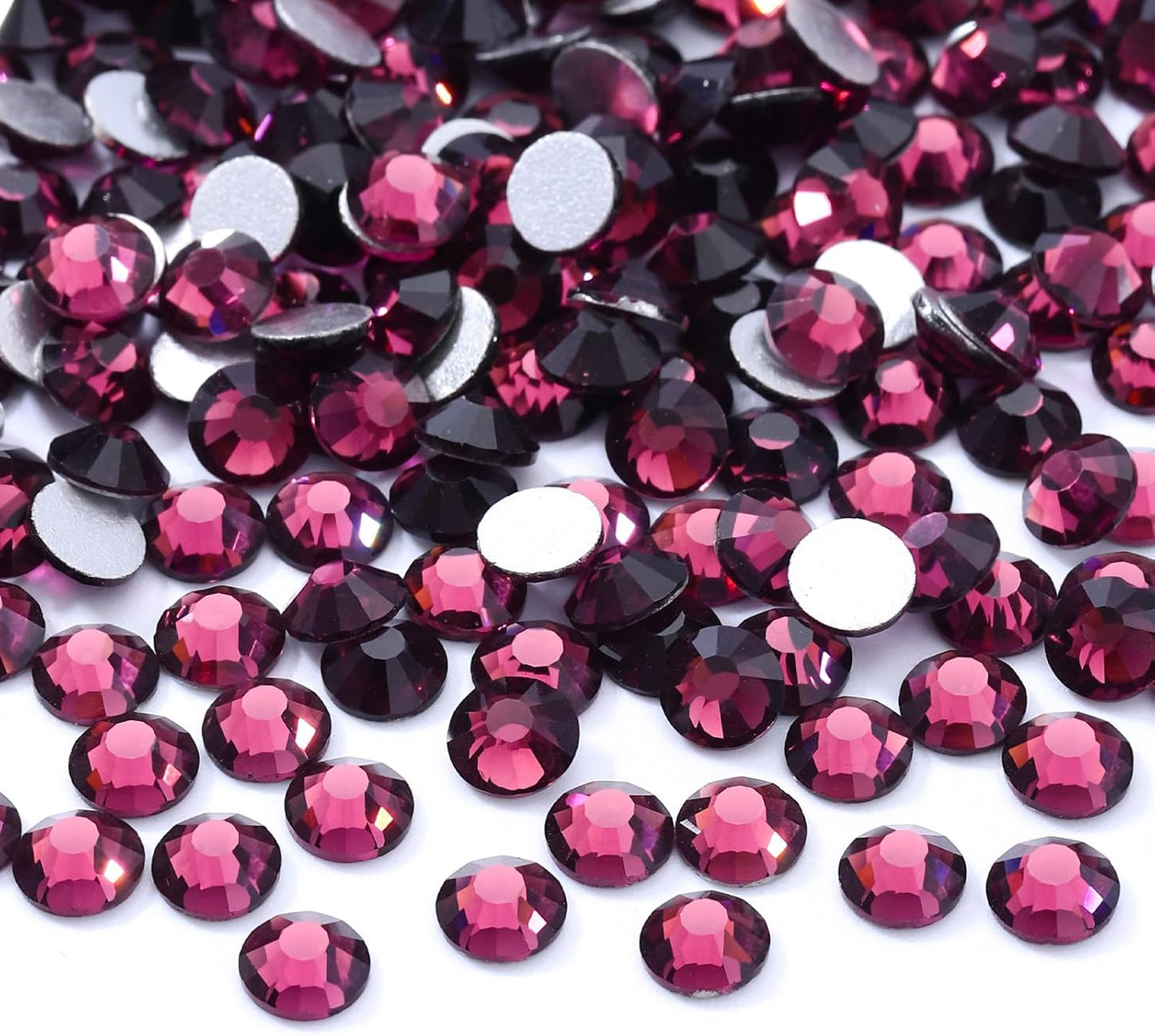 Purple Flatback Rhinestones, Glass Rhinestones for Nail Art and Craft, Glue Fix, Loose Crystal Gemstones(Purple, SS12, 2880pcs, 2.9-3.0mm)