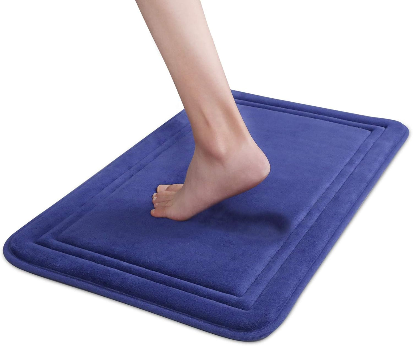 ITSOFT Memory Foam Bath Mat 24x16, Non Slip, Machine Washable, Quick Dry & Absorbent Rugs, Bath Mats for Bathroom Floor, Tub & Shower, Bathroom Rug, Blue