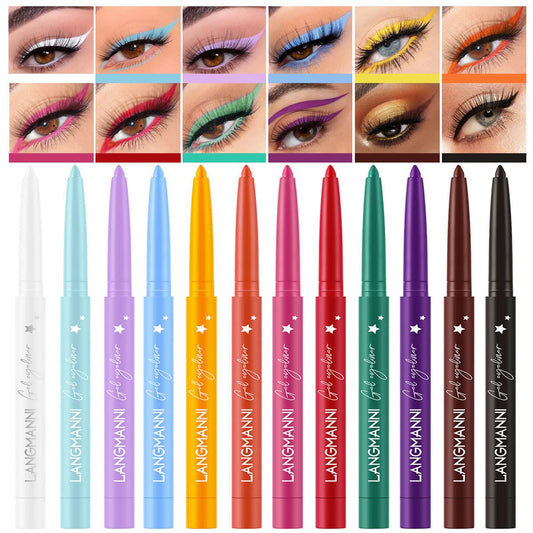 12 Colors Eyeliner Set - Matte Colored Gel Eyeliner Pencils, Waterproof, Smudge-Proof, Long-Lasting Gel Pencils - Natural Eye Liner for Older Women, lapiz de ojos delineador de ojos contra el agua