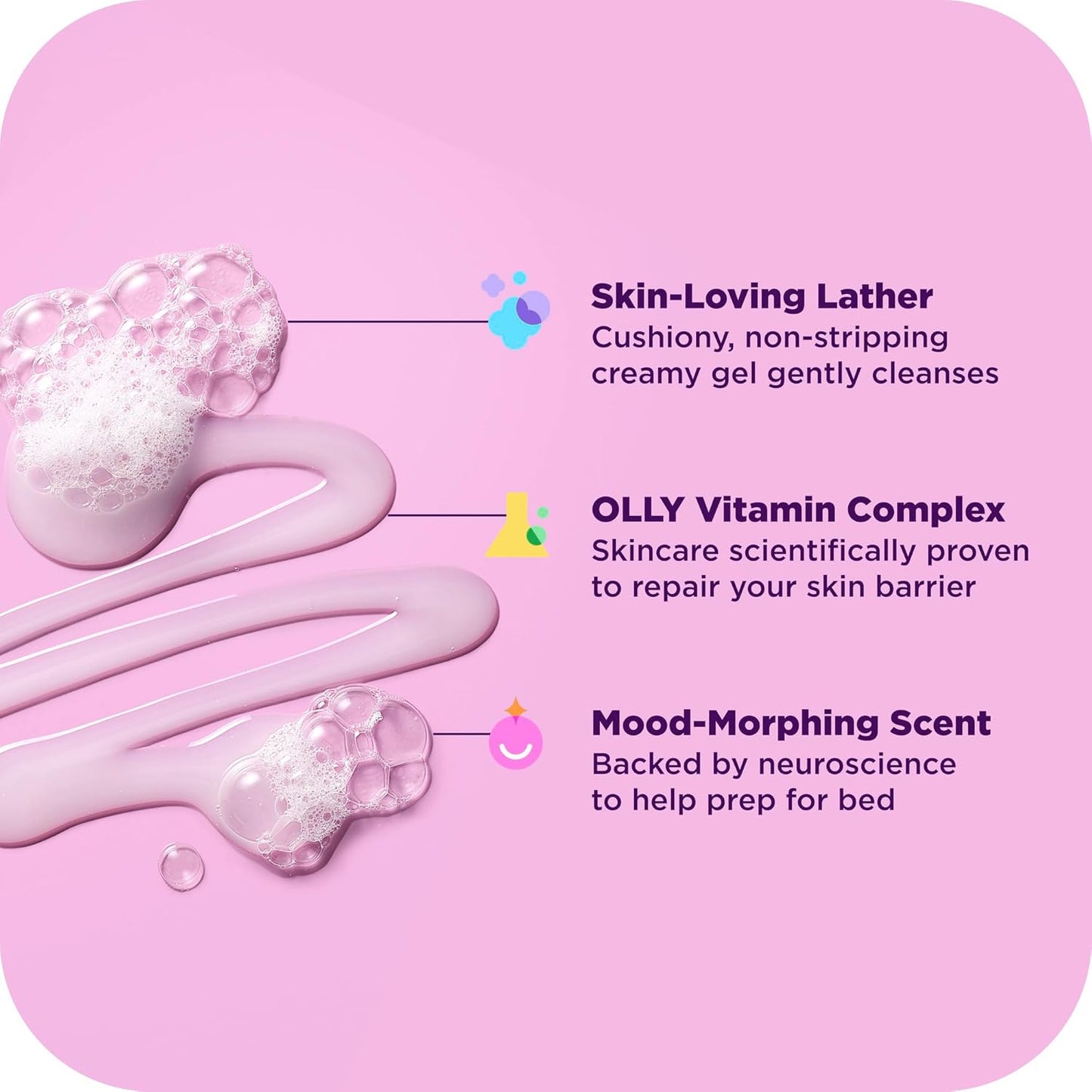 OLLY Renew Body Wash with Vitamin D, Retinol & Botanicals – Nourishing Cleanser for Skin Barrier Repair, Deep Hydration, Jasmine Bergamot Scent, 17oz