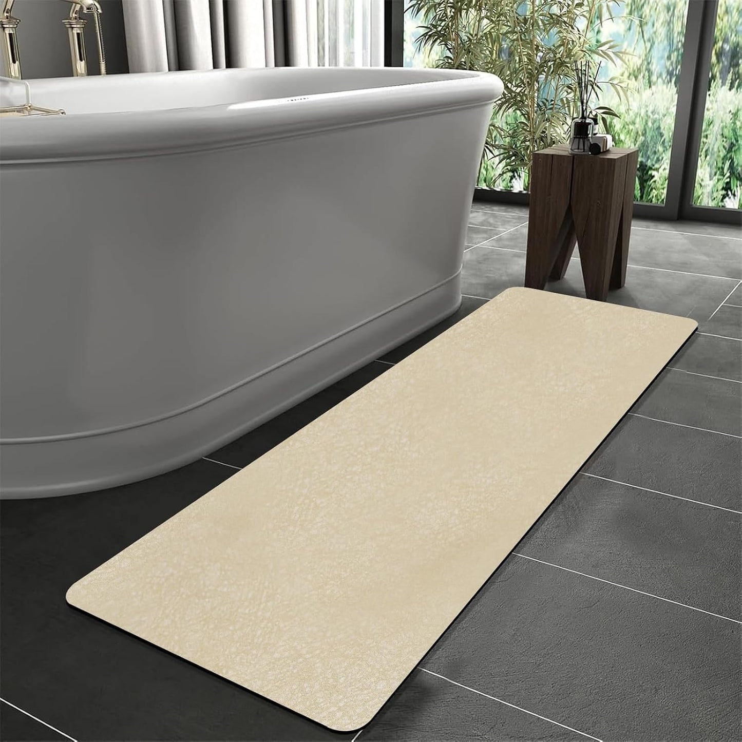 Diatomaceous Earth Bath mat Bathroom Rugs Super Absorbent Quick Dry Non Slip Bath Mat Thin Bathroom Floor Mats Fit Under Door-Shower Rug for in Front of Bathtub Shower, Coffee, 23.6"x47.2"