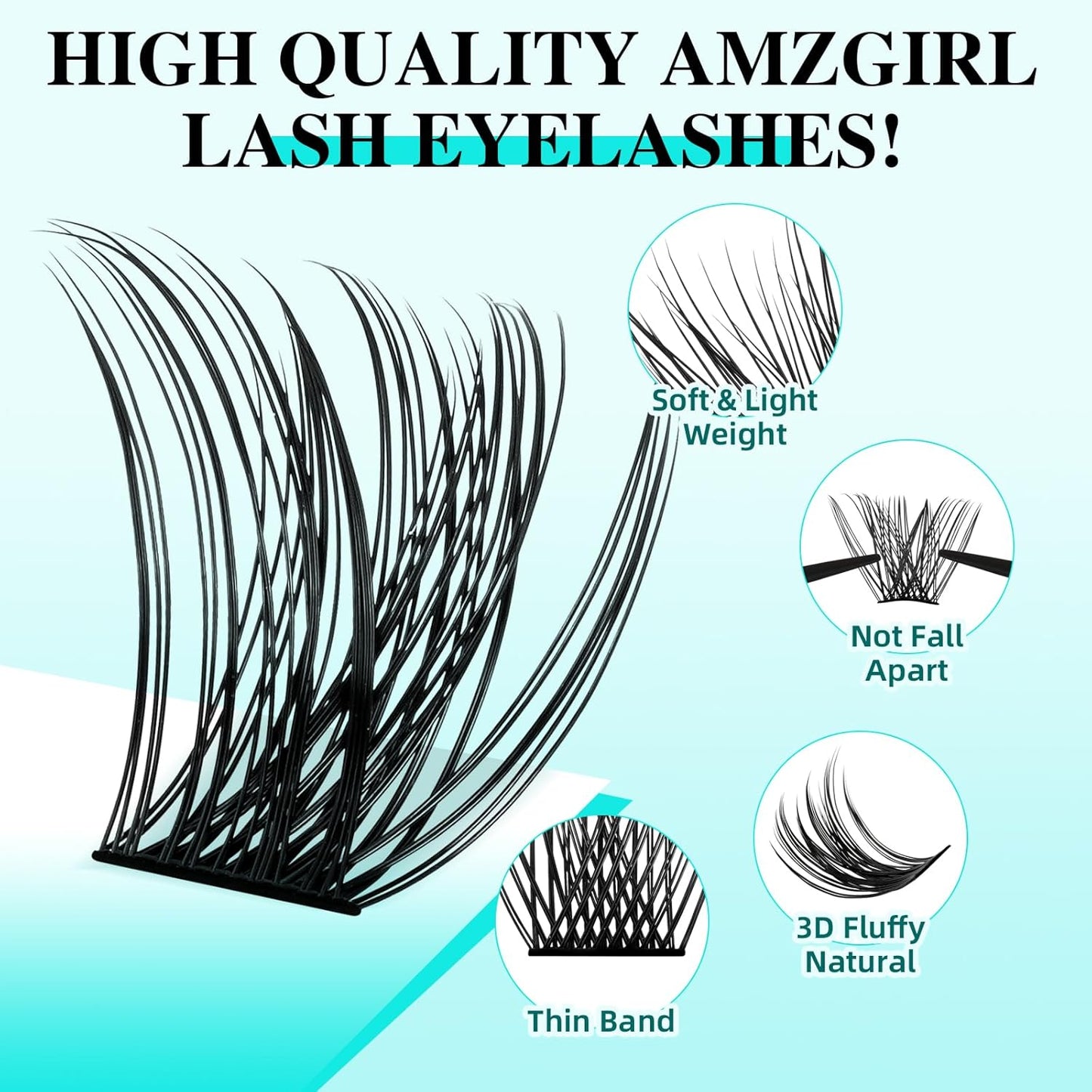 Lash Clusters 144Pcs Eyelash Extension Midnight Lashes Extensions Natural Cluster Lashes for Individual Eyelashes Extension by AMZGlRL(D-Mix8-16mm)
