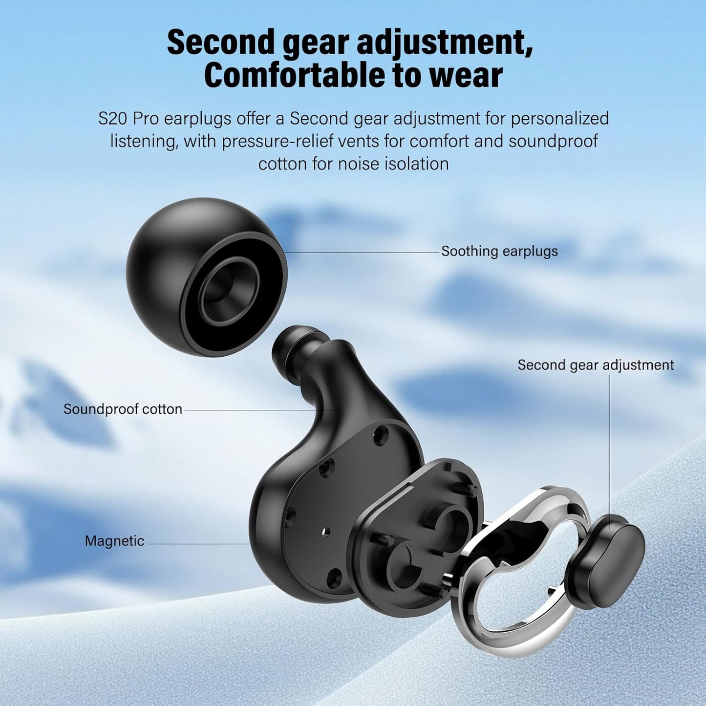 Adjustable Ear Plugs for Sleeping – 2-Level Noise Cancelling (17–35dB), Reusable Silicone Earplugs for Sleeping, Snoring, Travel, Office, and Side Sleepers with 6 Pairs of Tips & Magnetic Carry Case