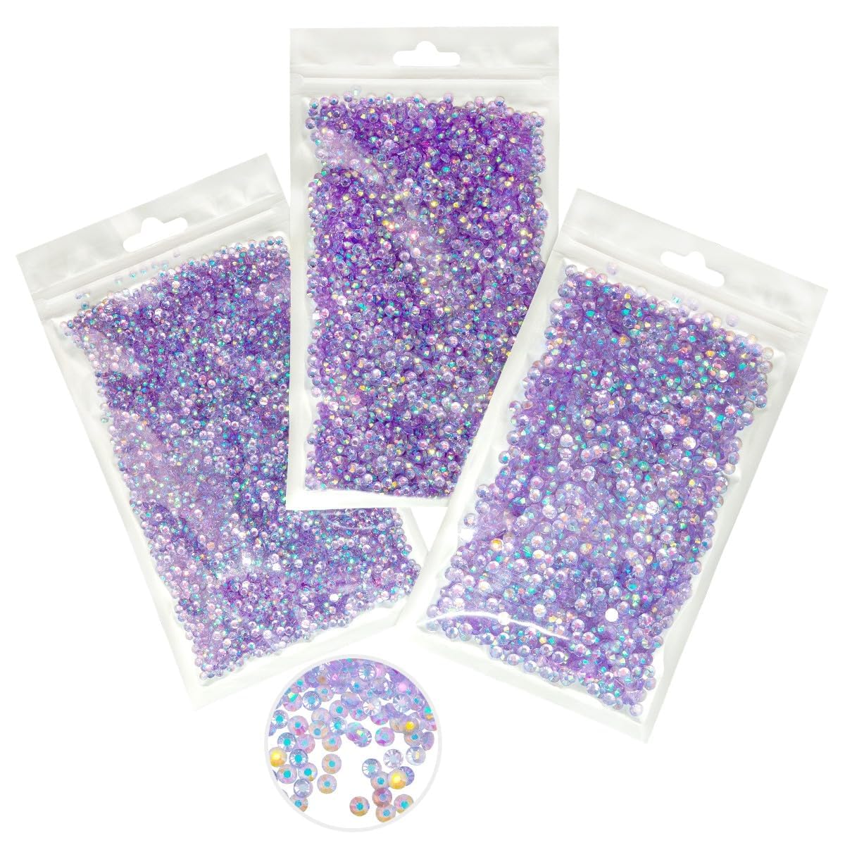 16000PCS Light Purple AB Resin Rhinestones for Crafting 3mm 4mm 5mm Violet Flatback Jelly Stones Bulk SS10 SS16 SS20 Diamonds Crystals Gems Charms for Nails Face Eyes Makeup Tumblers DIY Crafts