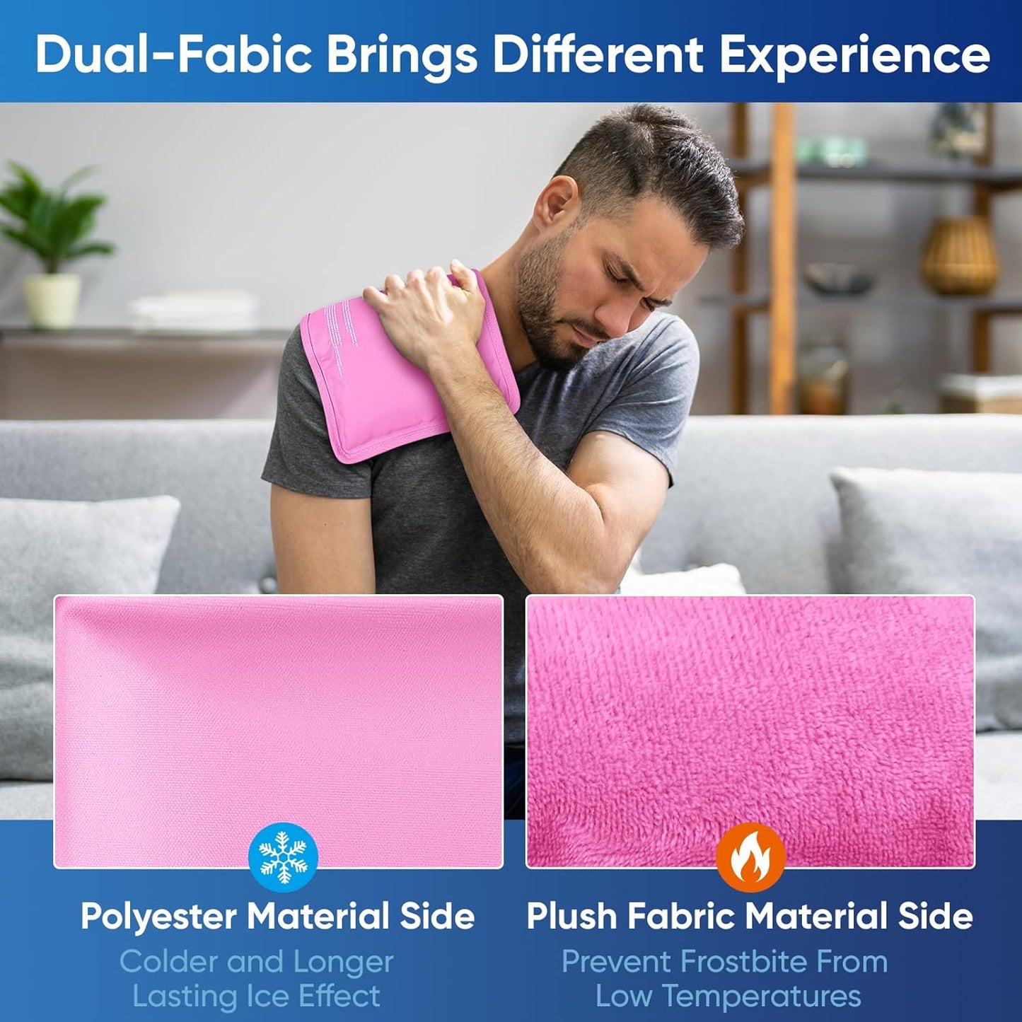 APEXUP Gel Ice Packs for Injuries Reusable, Flexible Double Sided Cold Packs for Injuries, Ice Pack for Knee, Shoulder, Back, Hip, Leg, Arm (Pink, S, 1PK)