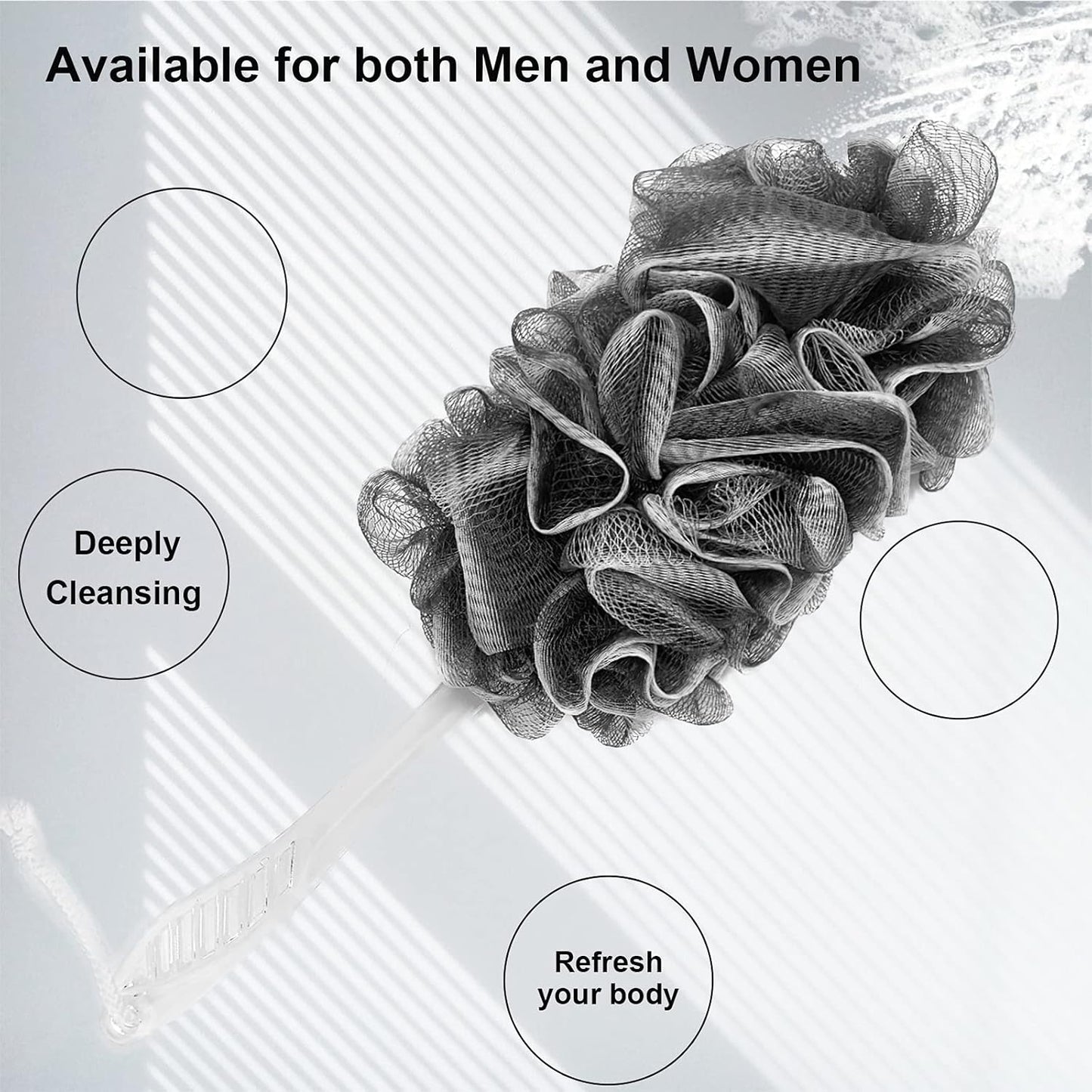 Black, Yellow & Gray Loofah - Mens & Womens Back Scrubber - 18 Inch Long - 2 Pack