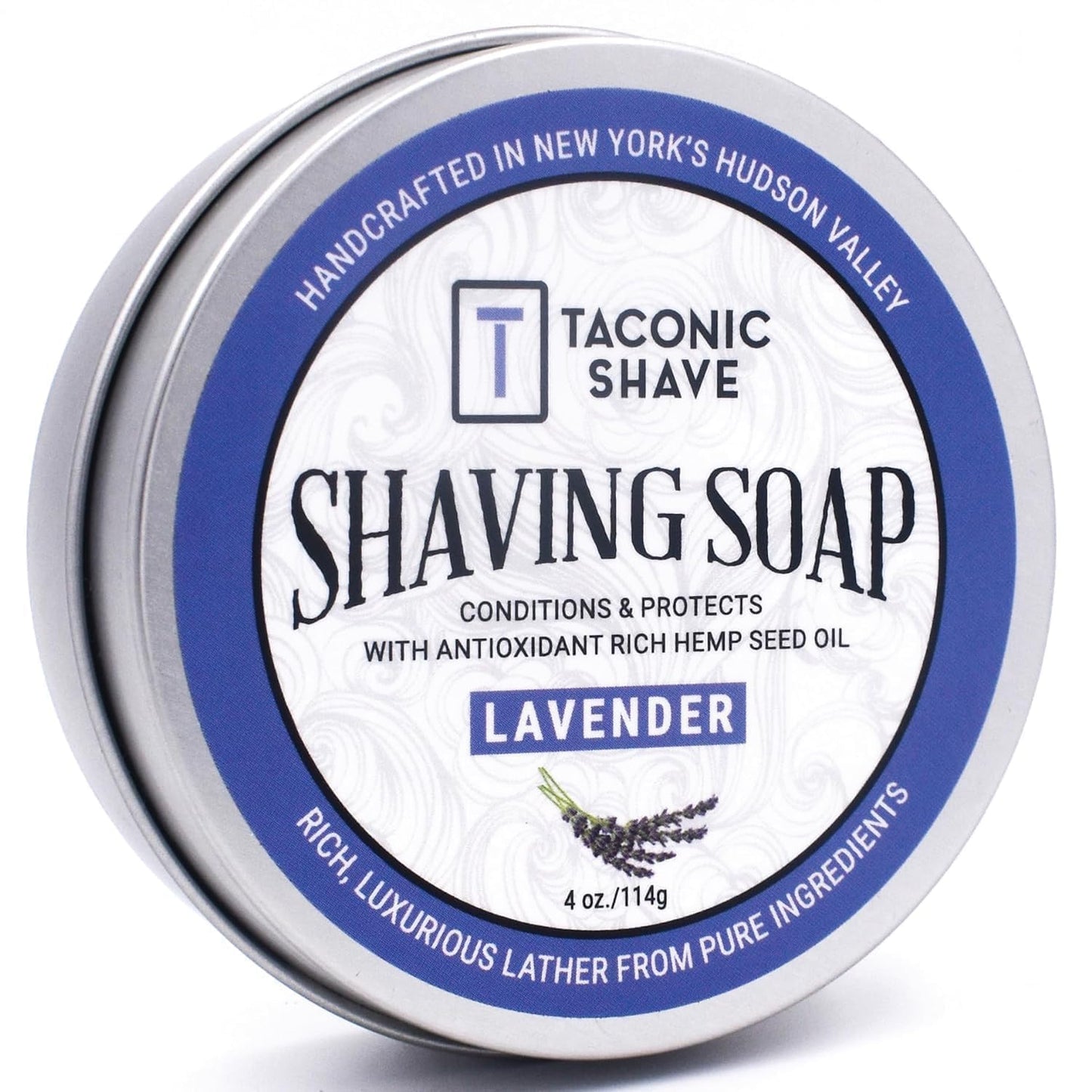 Taconic Shave Lavender Scent Shaving Soap – Calming Floral Aroma – Barbershop Quality Lather Puck with Natural Oils – Soothing & Moisturizing – Handmade in USA