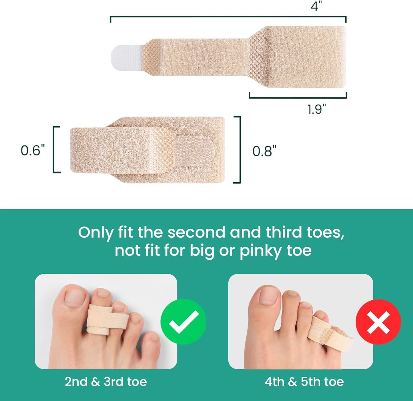 Welnove Hammer Toe Straightener - 8 Pack Broken Toe Wraps - Hammer Toe Corrector for Women - Toe Splints for Crooked Toes, Curled Toes, Bent Toes - (Small, Beige)