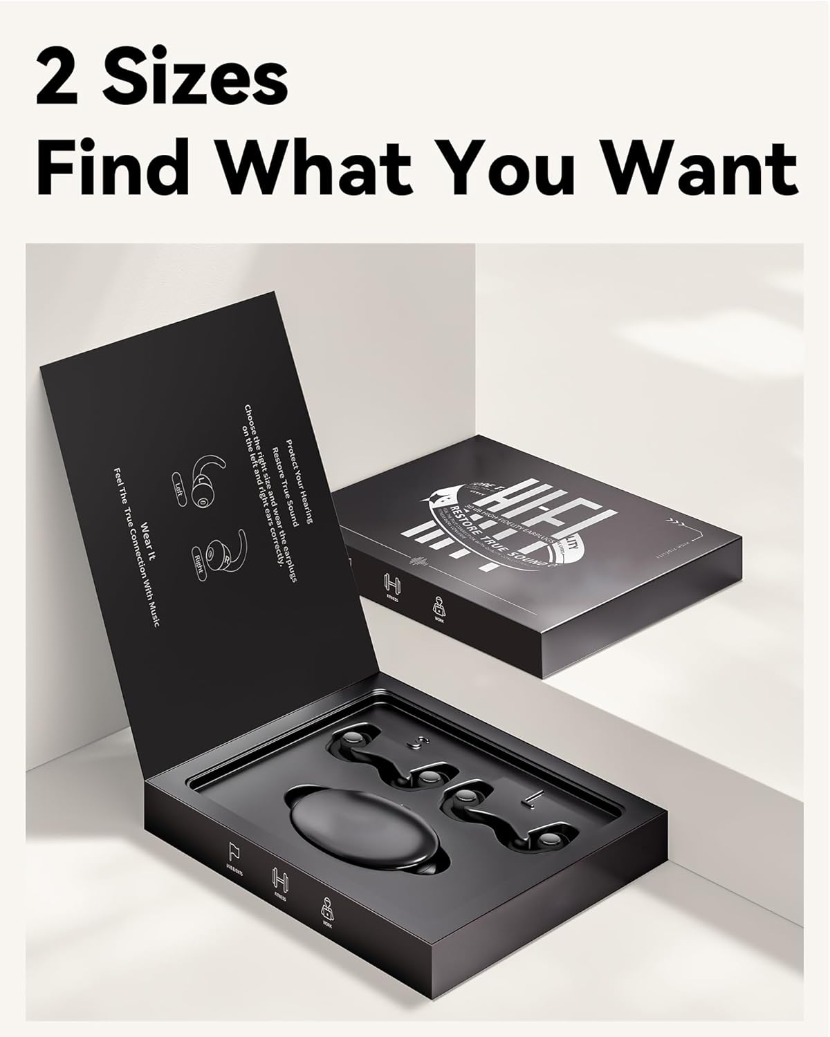 Ear Plugs for Sleeping - Noise Reduction Soft Silicone Earplugs, 2 Pairs Reusable Hearing Protection Earplugs for Noise Sensitivity, Sleep,Snore,Travel,Sound Reduction Noise Cancelling -(Black-Silver)