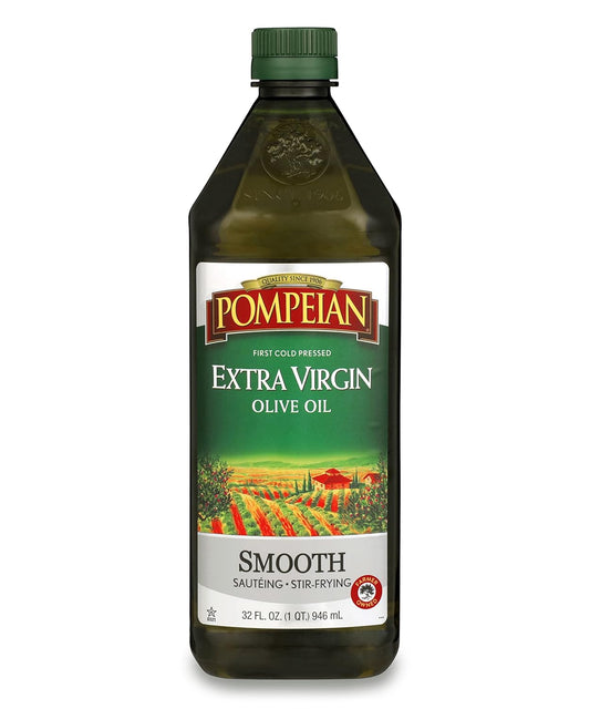 Pompeian Smooth Extra Virgin Olive Oil, Contains Polyphenols, First Cold Pressed, 32 Fl Oz
