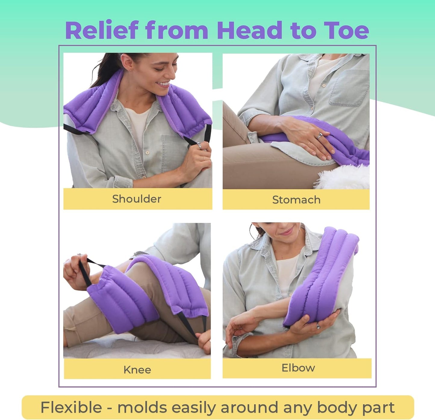 Microwavable Heating Pads for Lower Back, Neck, and Shoulder Pain Relief - Moist Microwave Heating Pad for Muscles and Joints - Microwave Hot Pack Heat Pad for Cramps -3 Heat Pack Purple