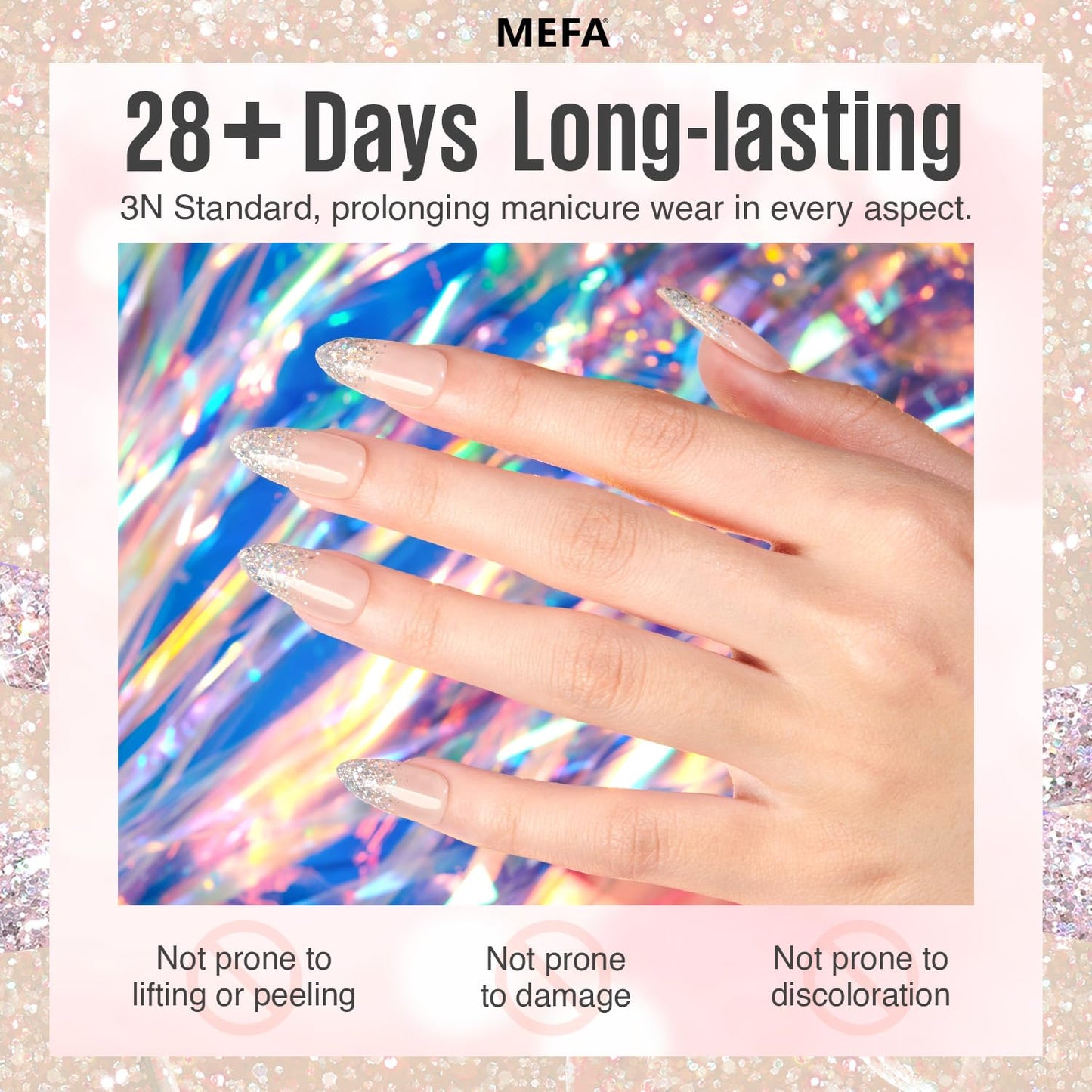 MEFA Glitter Gel Nail Polish Set 6 Colors, Chrome Platinum Sparkly Shiny Black Silver Champagne Turquoises Gel Polish Kit Soak Off Nail Art Design Salon at Home DIY Manicure Kit Gifts for Women