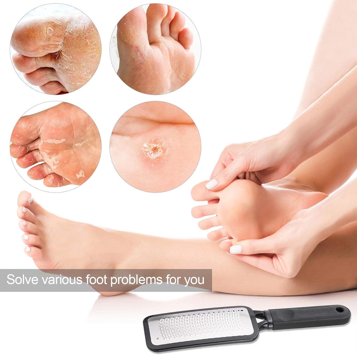 Foot Scrubber Foot Files Callus Remover Black Heel Grater Dead Skin Remover Stainless Steel Heel Scraper for Cracked Heels