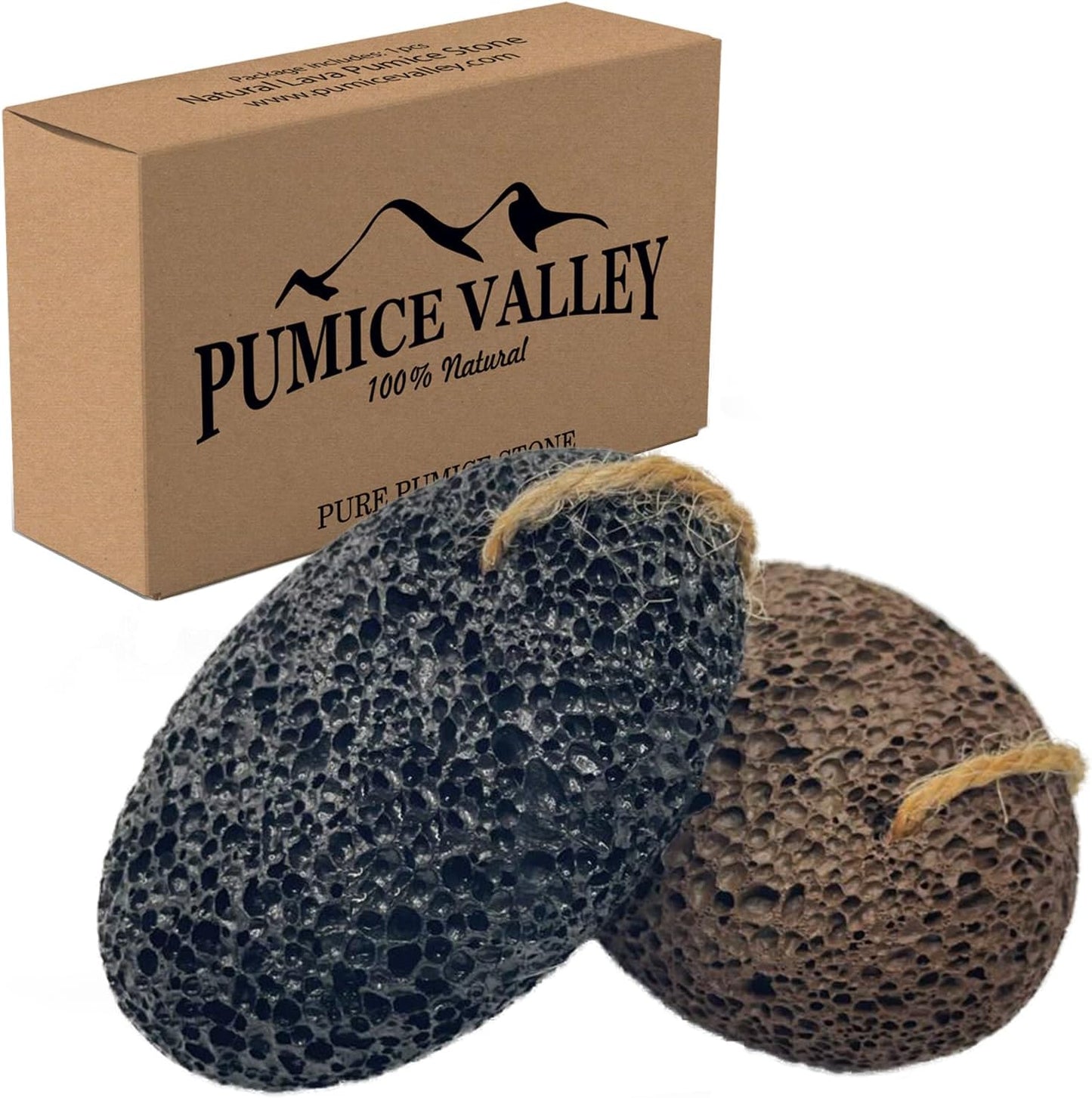 Pumice Stones for Feet - Natural Black Brown Earth Lava Stones Pack of 2 - Callus Corn Remover for Feet Heels and Palm - Pedicure Exfoliation Tool - Dry Dead Skin Scrubber - Health Foot Care