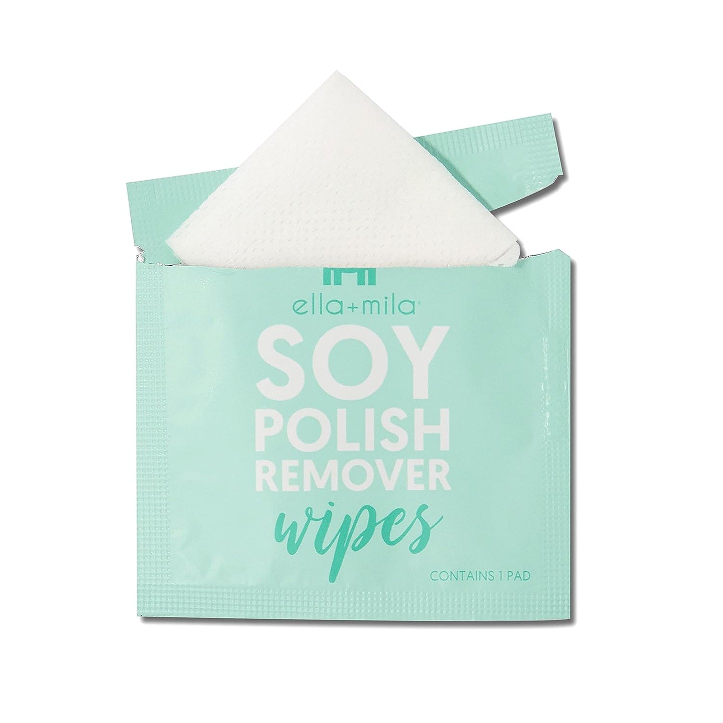 ella+mila Soy Nail Polish Remover Wipes Non-Acetone Lint Free Nail Wipes - Non-Toxic Fingernail Polish Remover - Unscented & Enriched with Vitamins A,C & E (12 Pack)