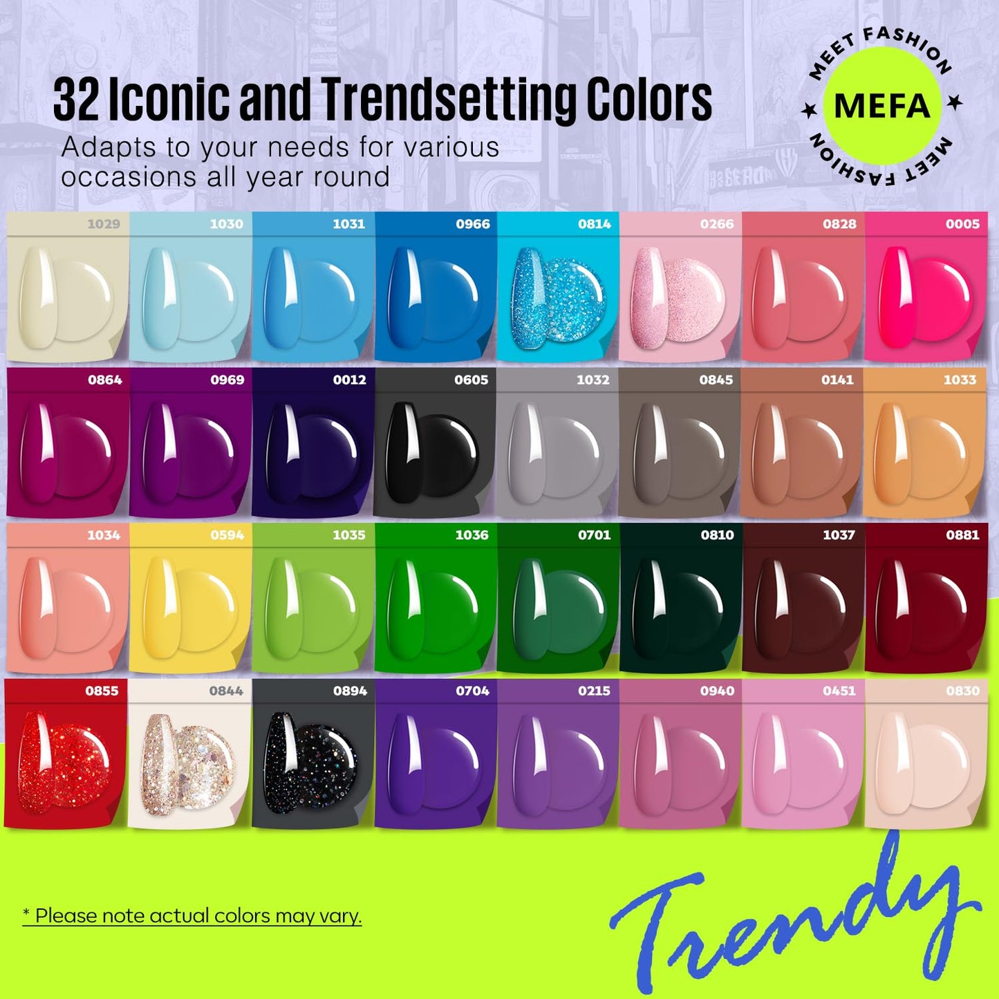 MEFA 35 Pcs Gel Nail Polish Set, 32 Colors All Seasons Collection Gel Nail Polish Set with Matte/Glossy Base Top Coat Manicure DIY Salon Home Decoration Beginners Gifts for Women