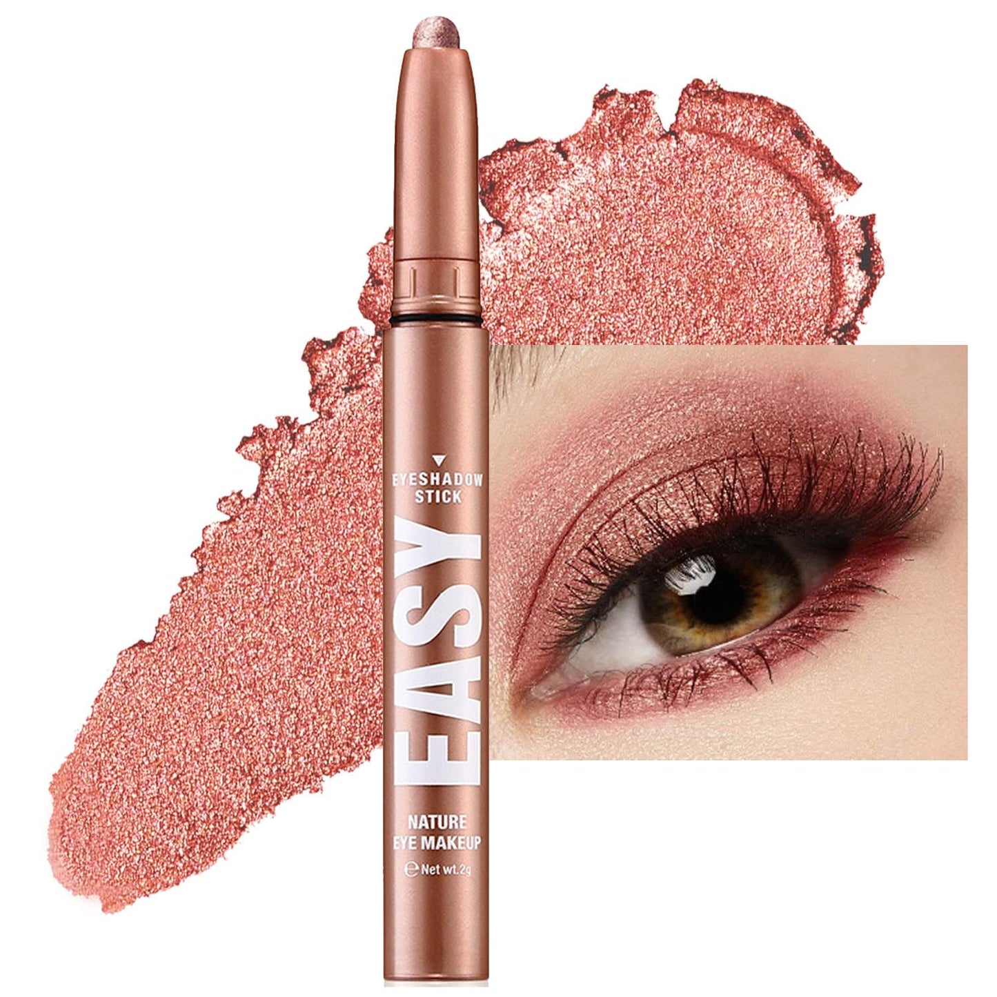 Red Eyeshadow Stick Shimmer Cream Single Eyeshadow Pencil Makeup, High Pigmented Crease-proof Eye Shadow Brightener Stick, Hypoallergenic Waterproof Long Lasting Eye Highlighter stick(B-12#)
