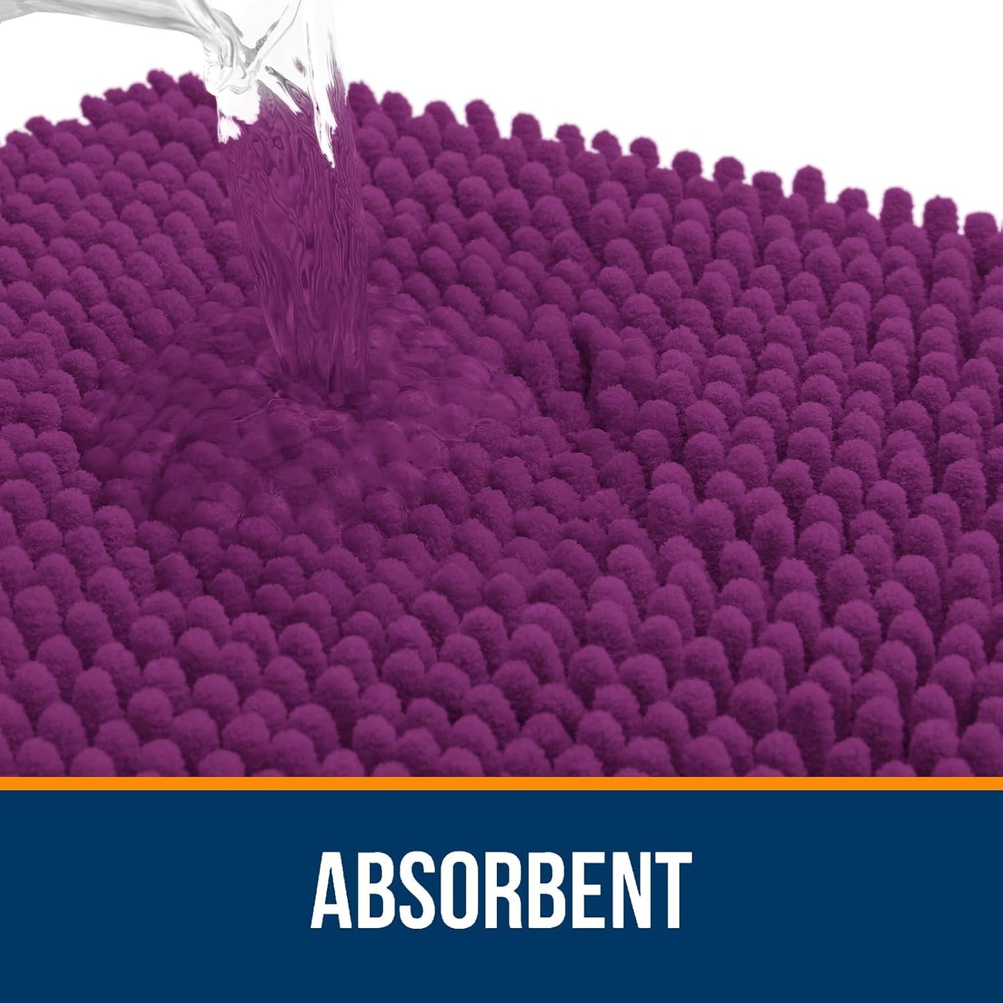 OLANLY Bathroom Rugs 36x24, Extra Soft Absorbent Chenille Bath Rugs, Rubber Backing Quick Dry, Machine Washable Bath Mats for Bathroom Floor, Tub and Shower, Home Decor Accessories, Purple