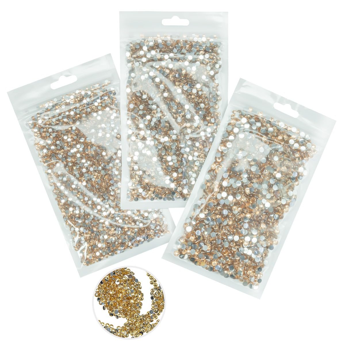 16000PCS Champagne Golden Crystal Resin Rhinestones for Crafting 3mm 4mm 5mm No-Hotfix Flatback Stones Diamonds Crystals Gems for Nails Face Eyes Makeup Body Tumblers Bottles DIY Crafts Clothes
