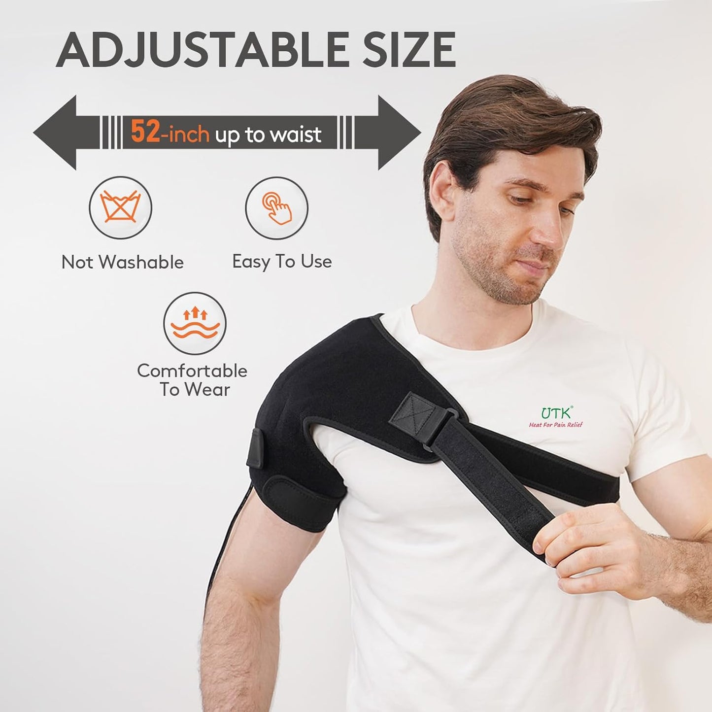 UTK Far Infrared Shoulder Heating Pad, Hot to 159℉, Gift for Men, Heating Pads for Rotator Cuff Pain Relief, 24 Timers, Auto-Off, 24 Natural Jade, 27-52" Adjustable Size Shoulder Wrap