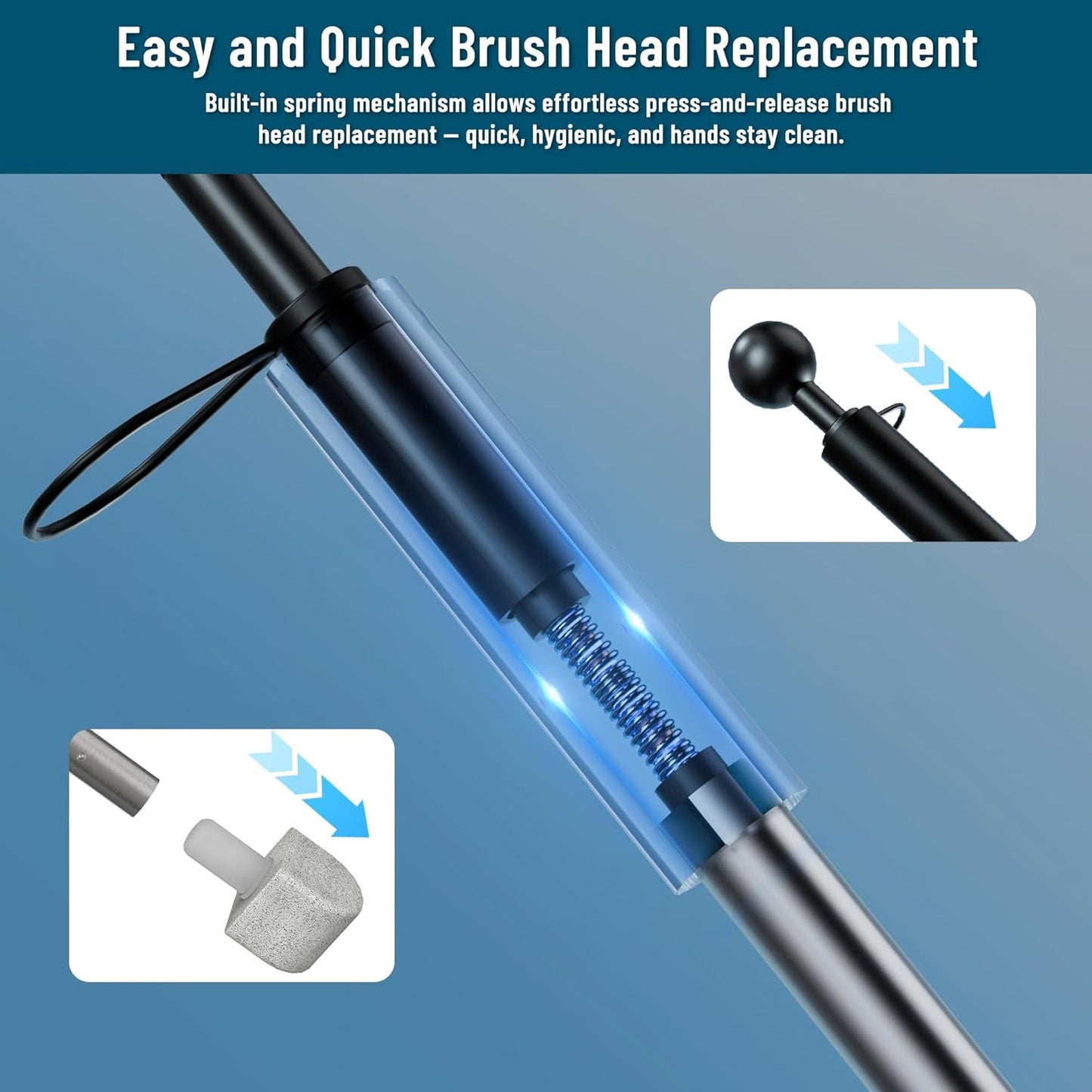 Pumice Stone for Toilet Cleaning,16.14In Extra Long Handle Toilet Pumice Stone Toilet Bowl Cleaner Brush Toilet Scrubber for Toilets Bathtubs Grills Sinks(Black)