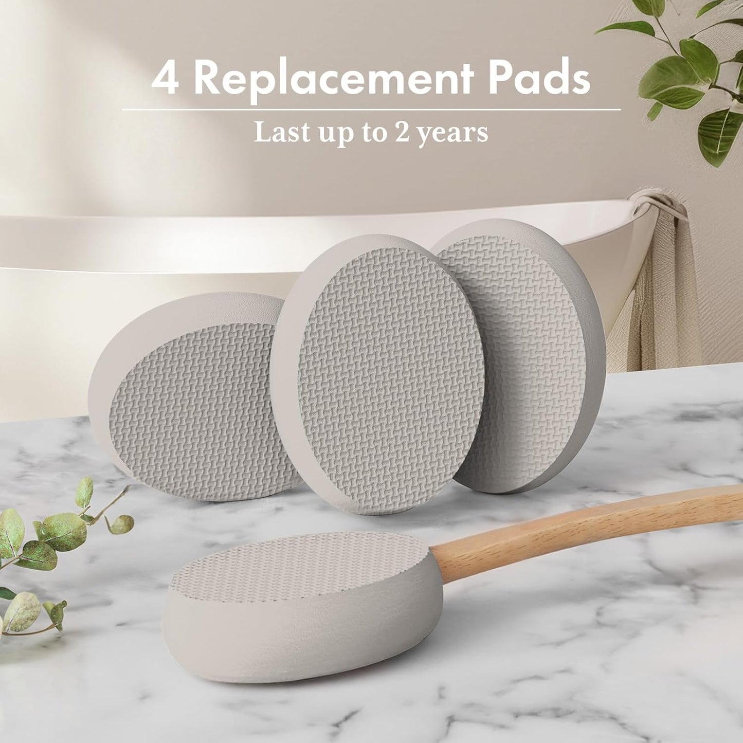 AmazerBath Lotion Applicator for Back, Feet, 4 Replaceable Pads with Long Handle, Back Sunscreen Applicator for Elderly, Women, Apply Cream Medicine Skin Cream Moisturizer Sunscreen Tanner, Gray