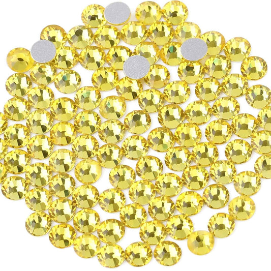 beadsland Flat Back Crystal Rhinestones Round Gems, Lemon Yellow (6.4-6.6mm) SS30/288pcs