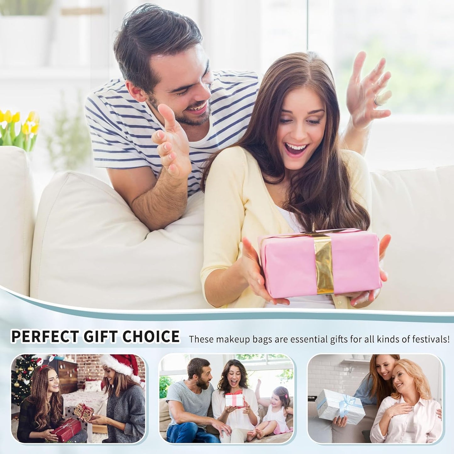 Cute Quilted Floral Makeup Bag(3Pcs)，Coquette Aesthetic Cosmetic Bag，Travel Toiletry Bags， Kawaii Aesthetic pouch for Women (92 - Blue)