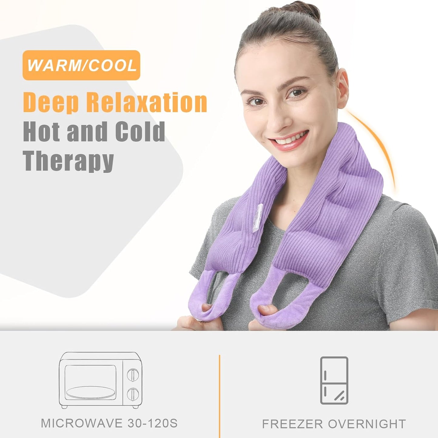 UNCN Long Heating pad for Neck and Shoulders Back 33 * 5.9" microwavable Large Moist Heat Pack Warm hot Compress Neck wrap Weighted Bag Massage Reusable Herbal Nature Calming Portable