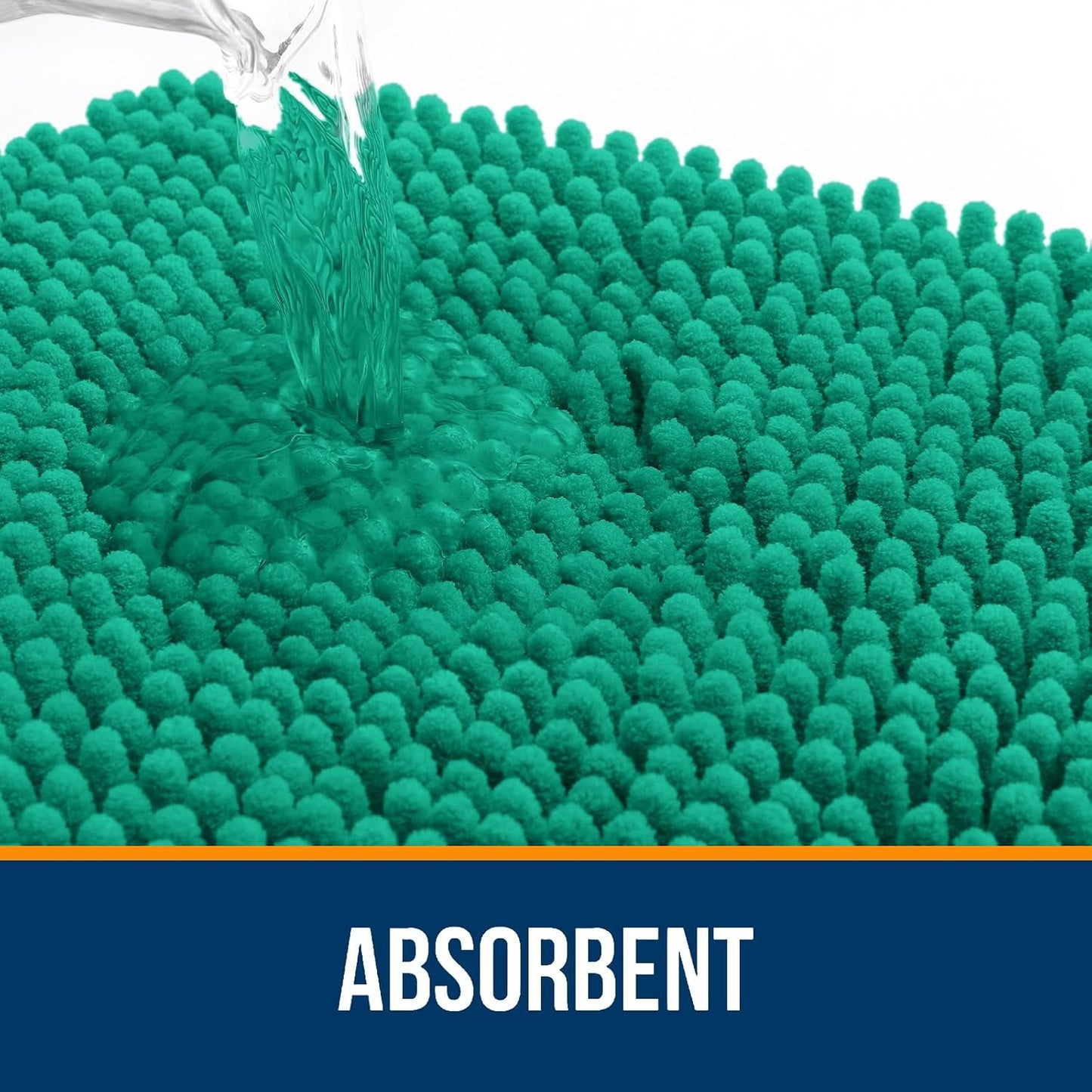 OLANLY Bathroom Rugs 36x24, Extra Soft Absorbent Chenille Bath Rugs, Rubber Backing Quick Dry, Machine Washable Bath Mats for Bathroom Floor, Tub and Shower, Home Decor Accessories, Emerald