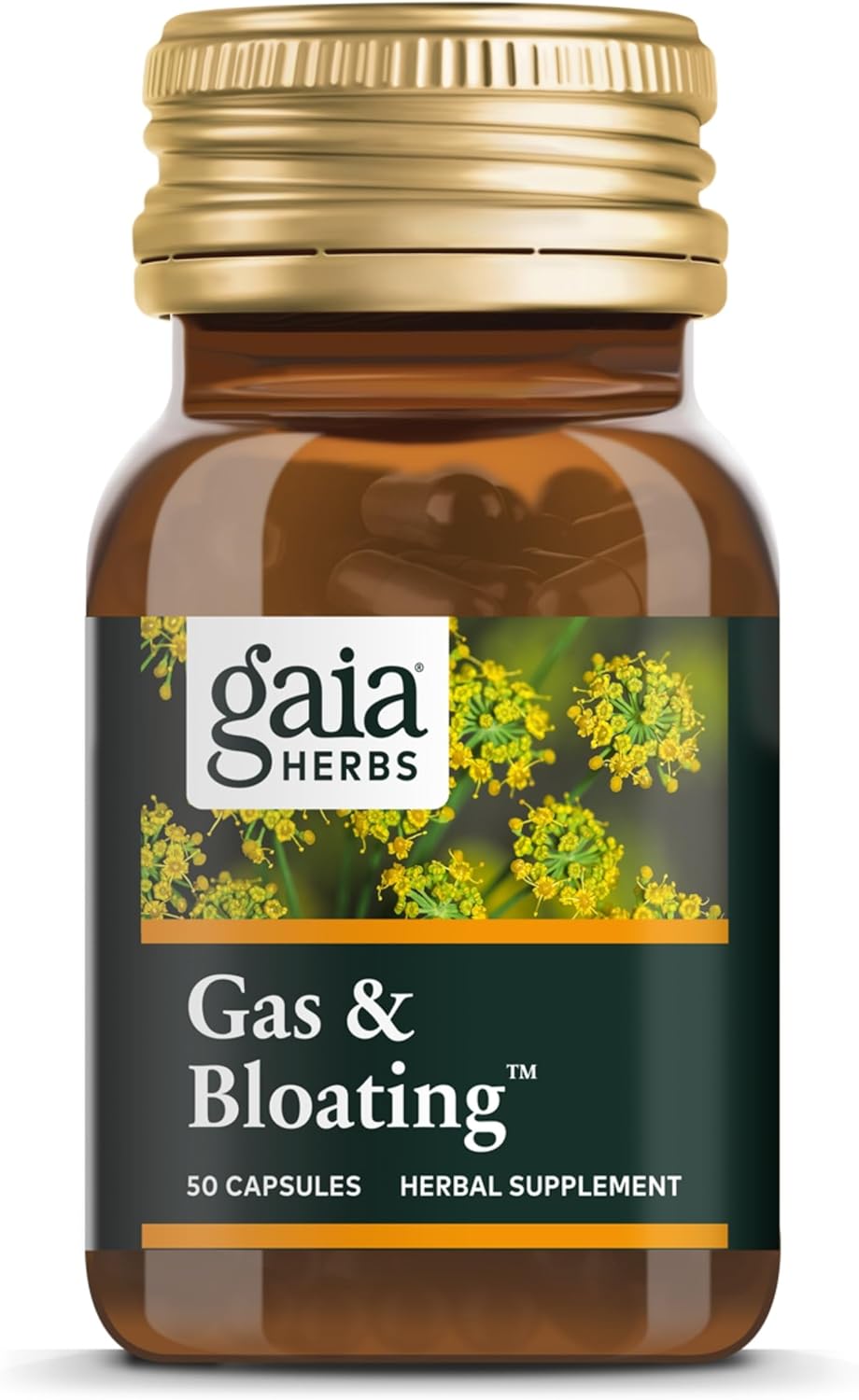 Gaia Herbs Gas & Bloating - Provides Relief from Occasional Gas and Bloating - with Activated Charcoal, Fennel, Chamomile, Cumin, and Peppermint Leaf Essential Oil - 50 Vegan Capsules (25-Day Supply)