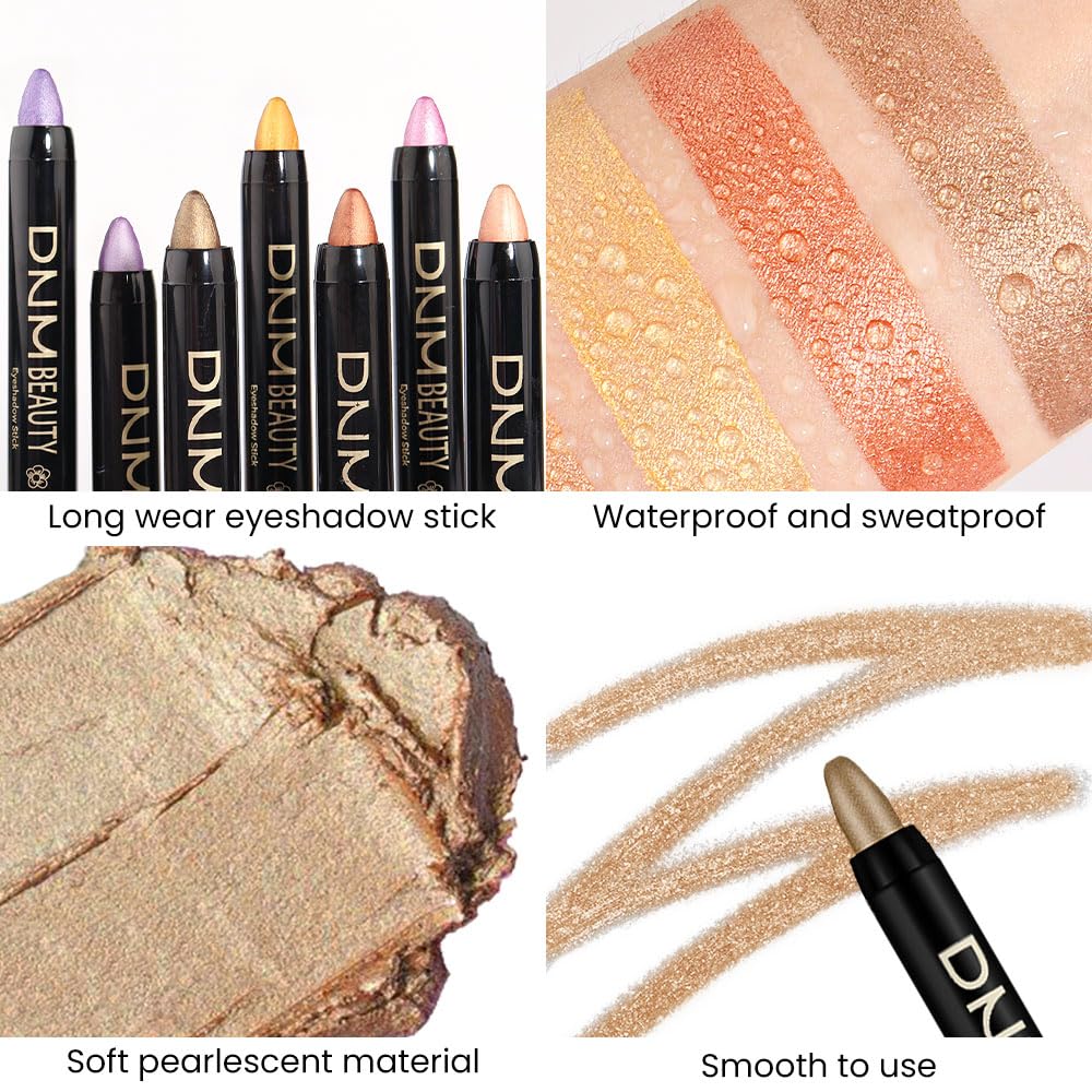 evpct Light Khaki Shimmer Cream Eye Shadow Brightener Sticks Set for Eyes, Khaki Shimmery Matte Pencil Eye shadow Applicator Stick Pen Palette Makeup Waterproof sombras en crema para ojos 04#
